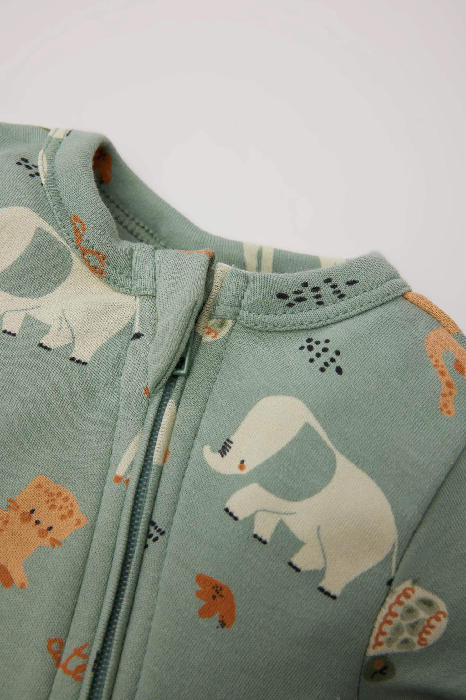 Erkek Bebek Yenidoğan Safari Baskılı Uzun Kollu Tulum