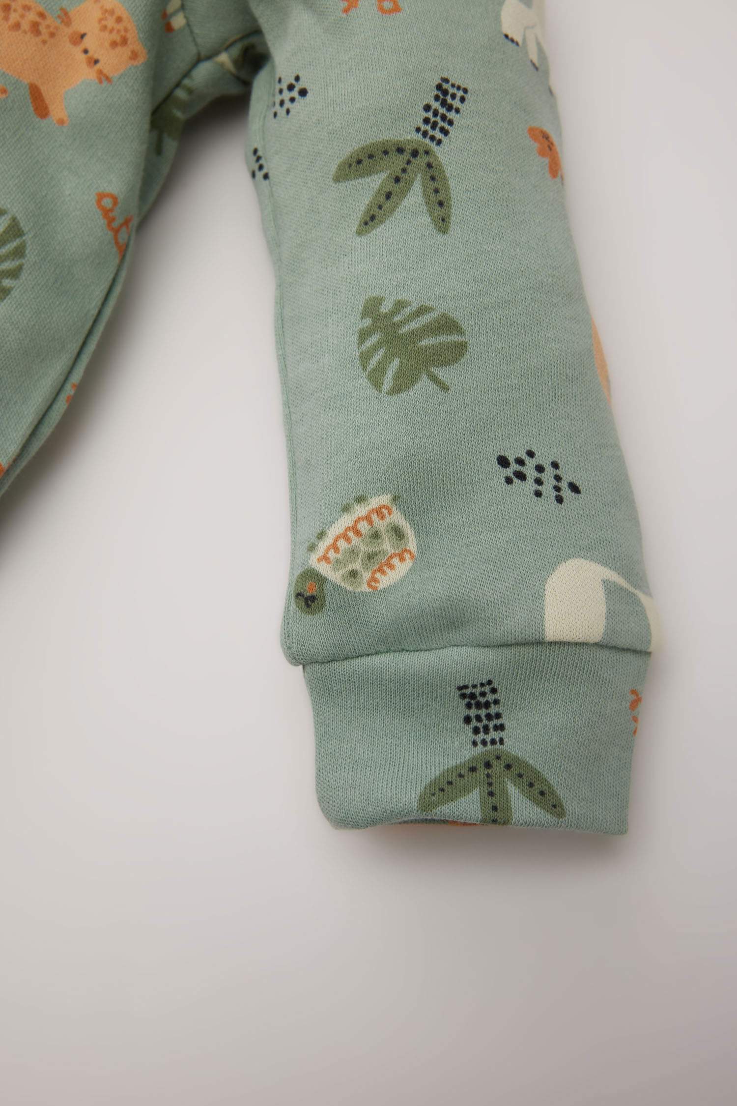 Erkek Bebek Yenidoğan Safari Baskılı Uzun Kollu Tulum