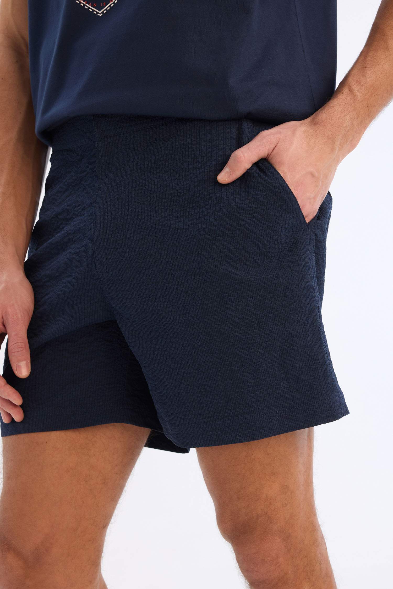 File Astarlı Önü Düğmeli Kısa Boy Deniz Şortu