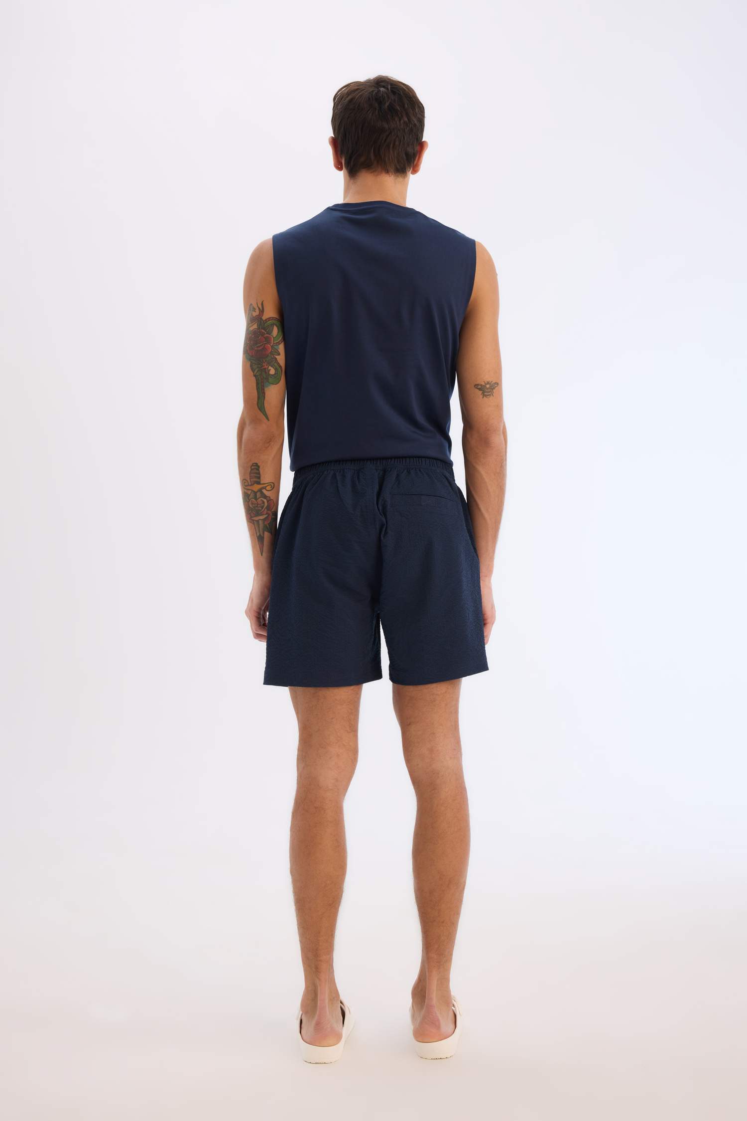 File Astarlı Önü Düğmeli Kısa Boy Deniz Şortu