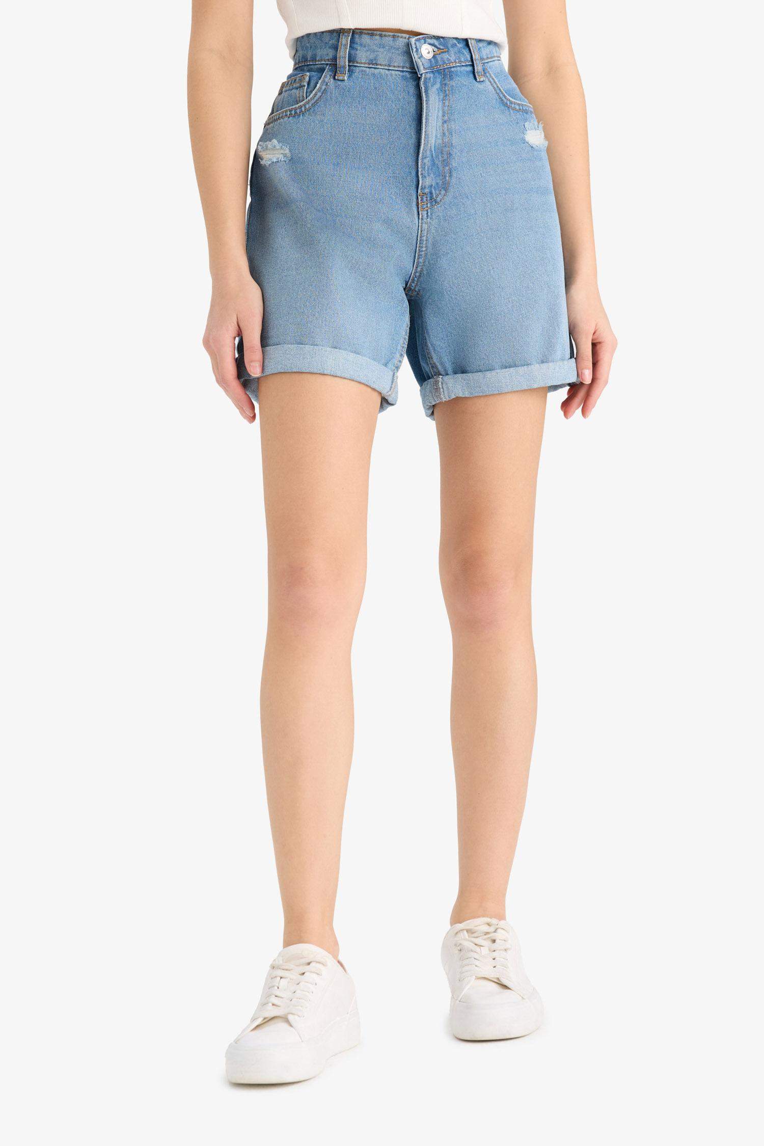 Boyfriend High Waist Crop Fit Denim Shorts