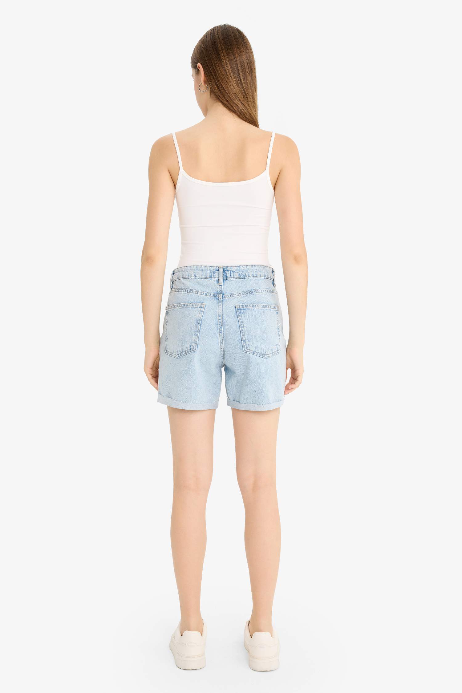 Boyfriend Yüksek Bel Duble Paça Jean Şort