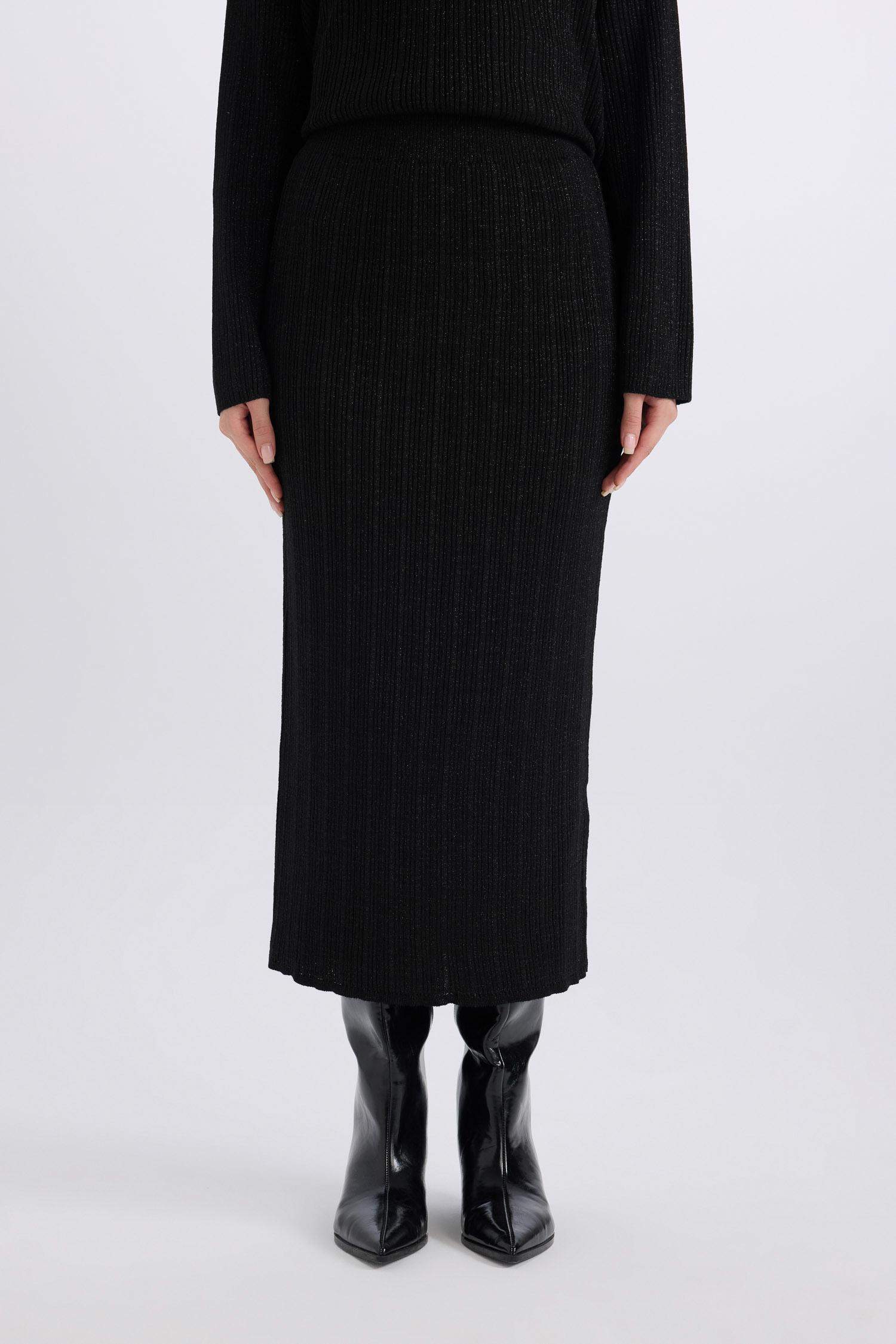 Regular Fit Basic Düz Maxi Triko Etek