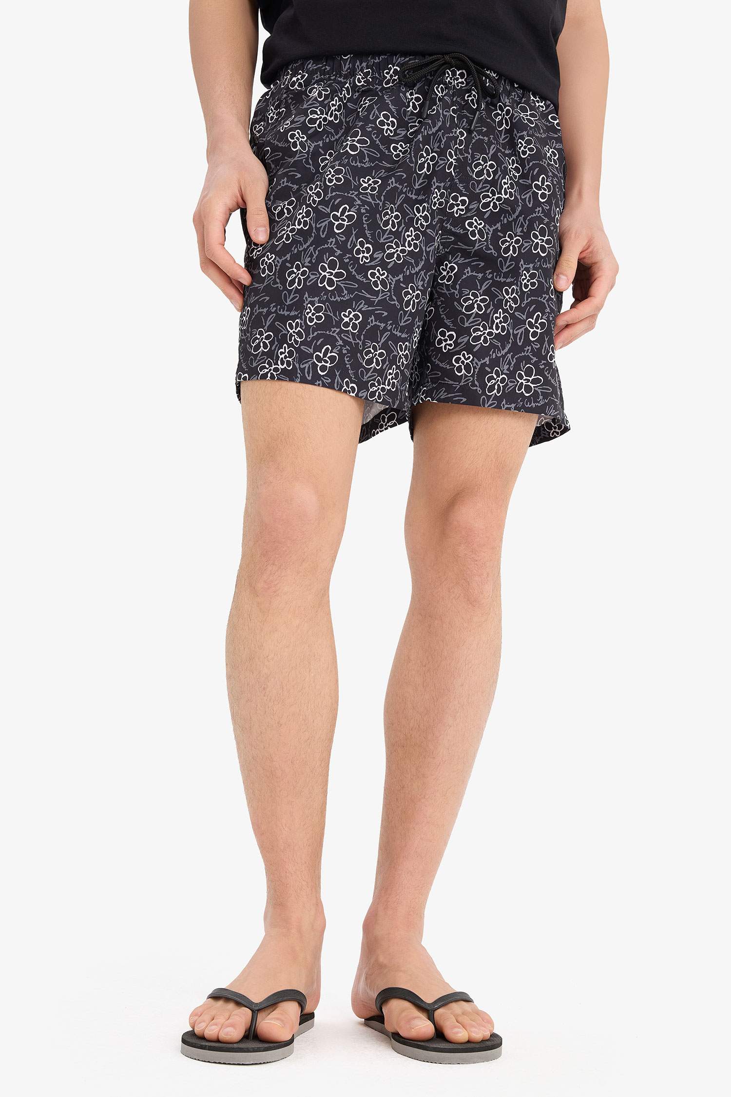 Patterned Mesh Lined Swim Shorts