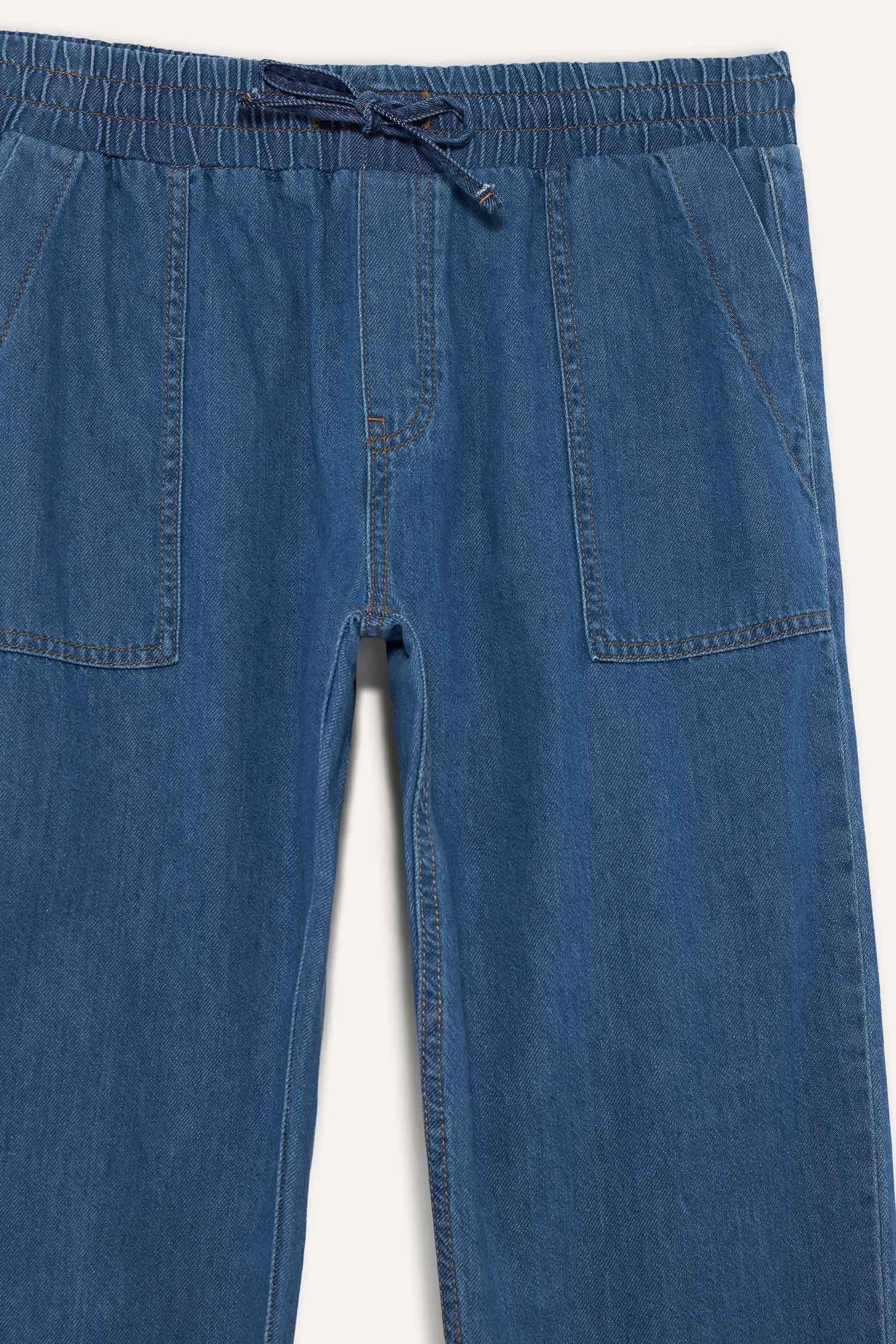 بنطرون جينز كروب فيت قصير كاروت فيت وخصر عالي