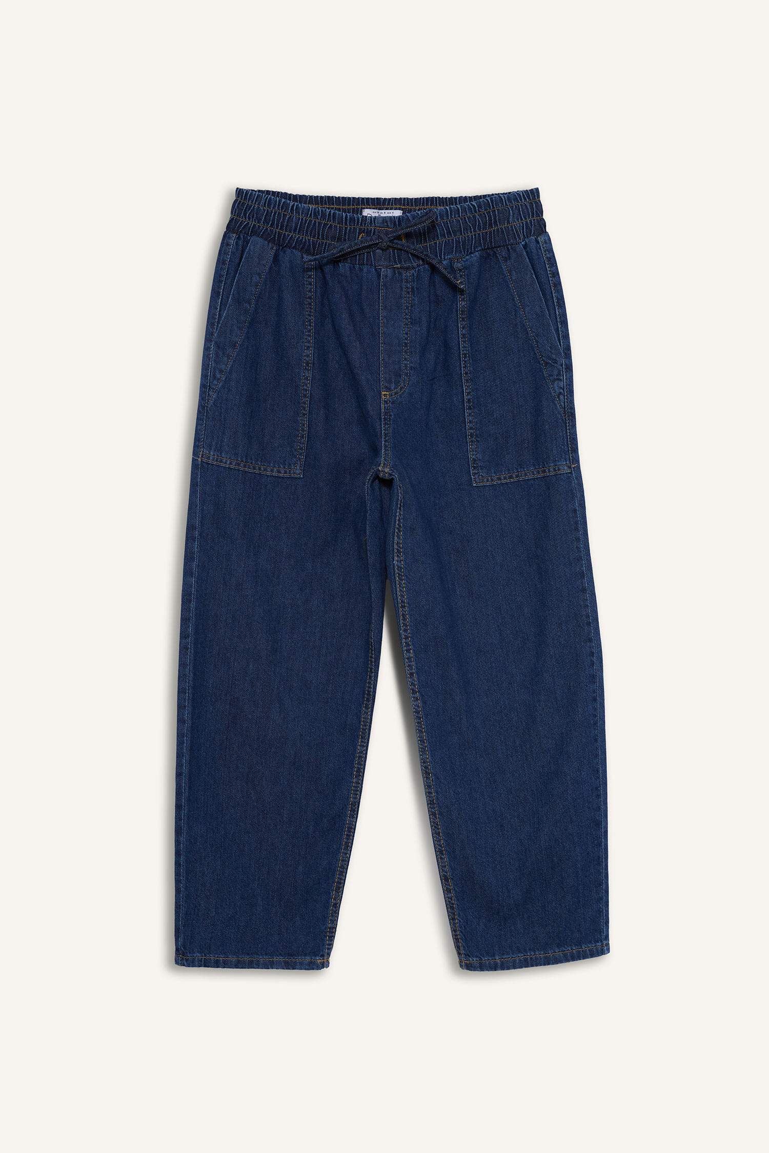 Pull On Carrot Fit Yüksek Bel Crop Fit Yumuşak Jean Pantolon