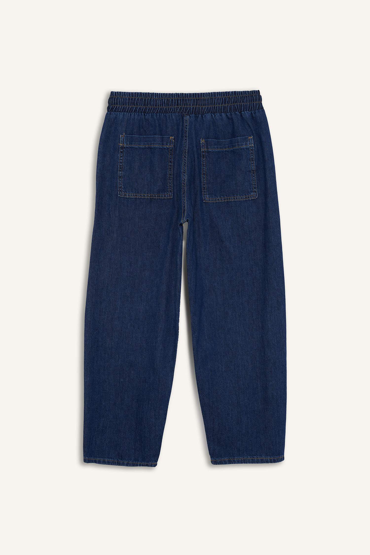 Pull On Carrot Fit Yüksek Bel Crop Fit Yumuşak Jean Pantolon