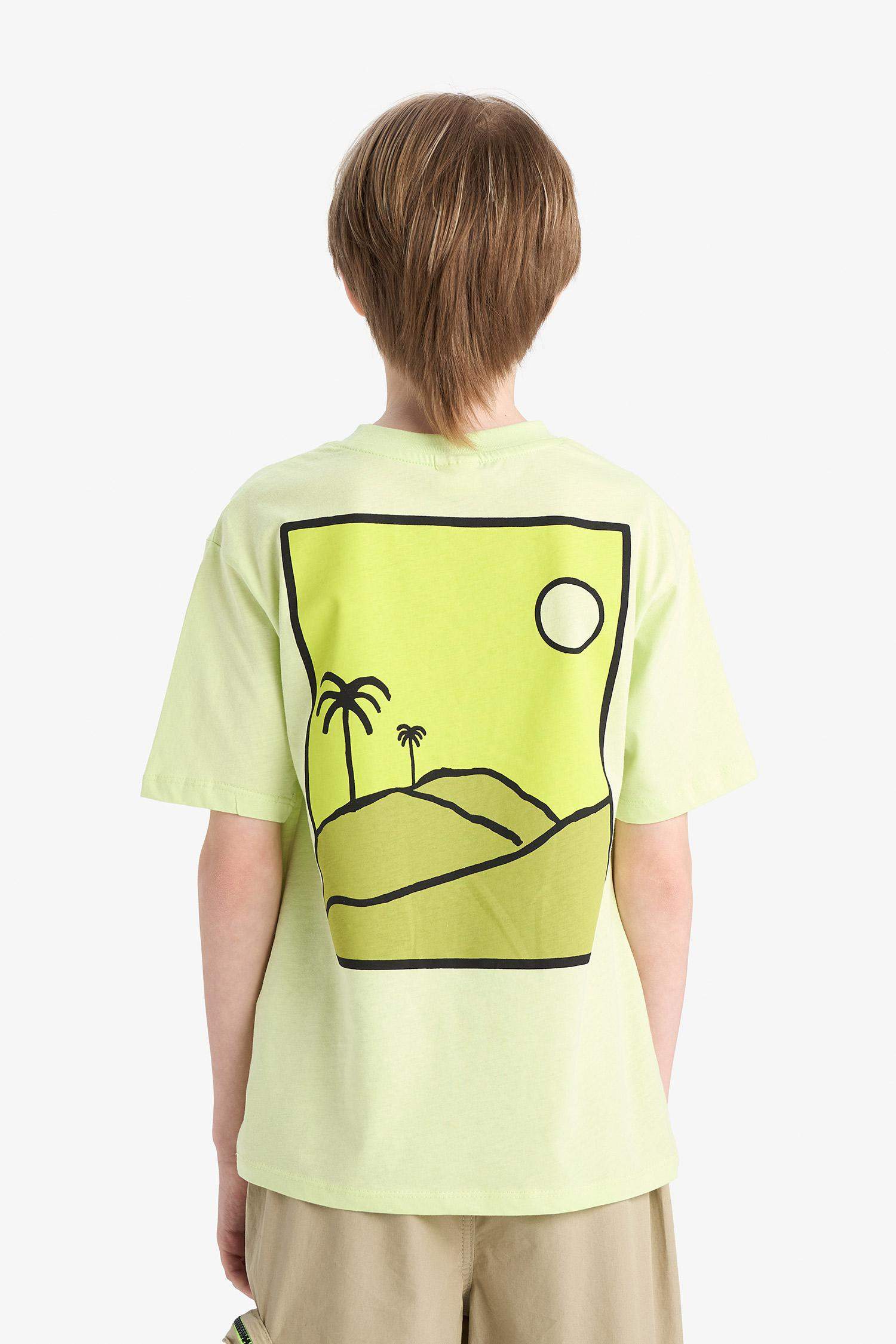 Футболка с круглым вырезом и принтом на спине для мальчиков