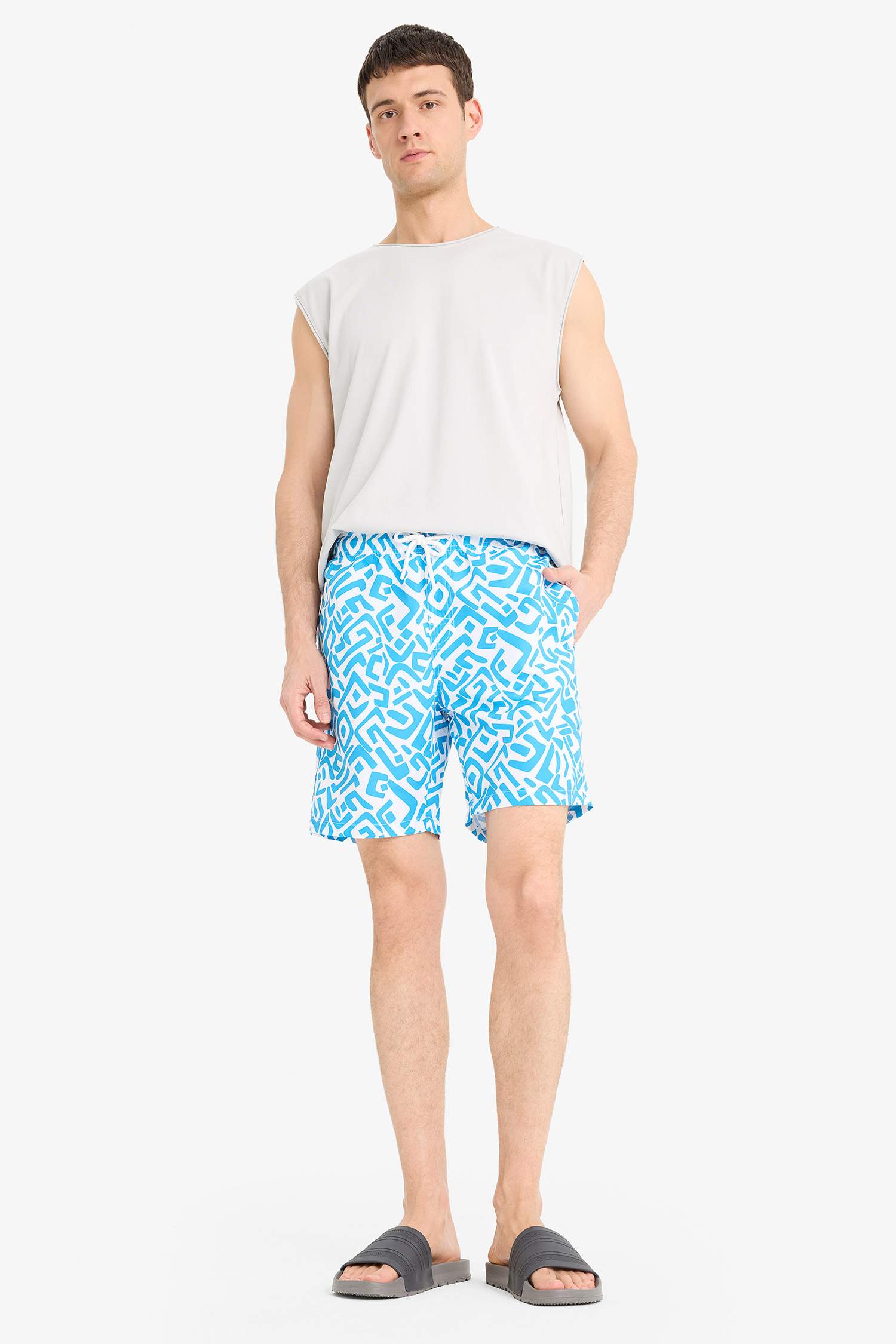 Regular Fit Printed Short Swim Shorts