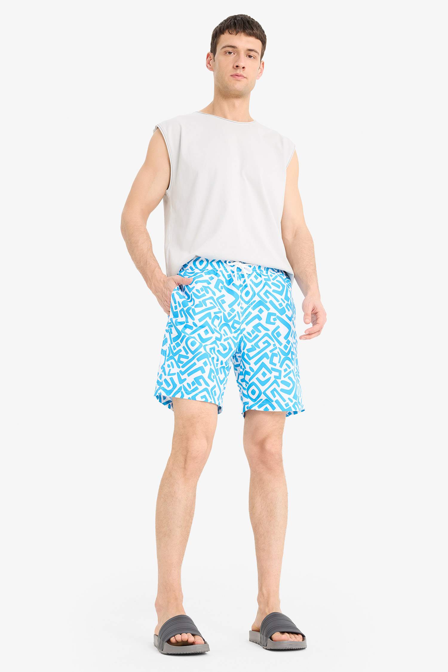 Regular Fit Printed Short Swim Shorts