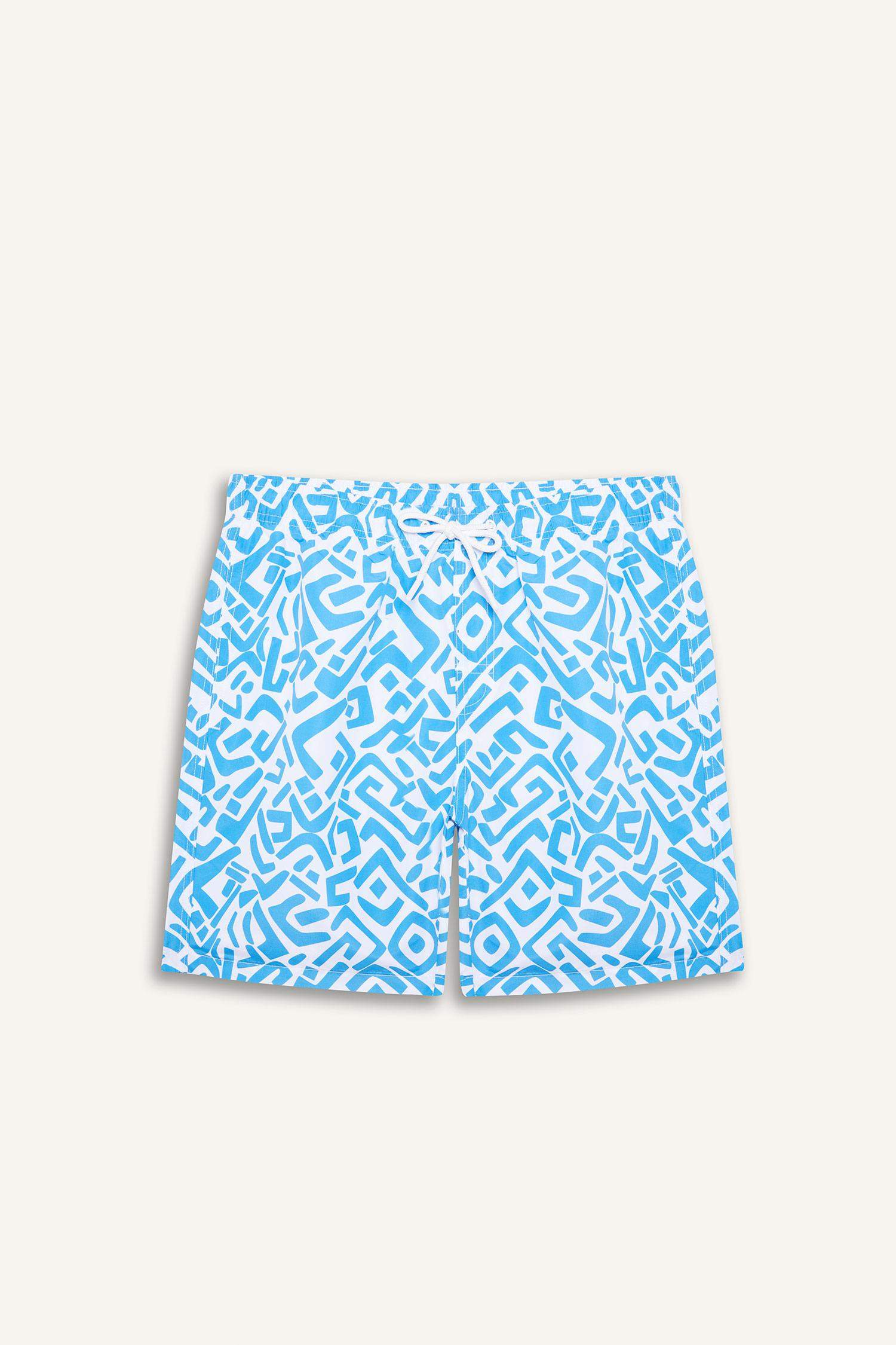 Regular Fit Printed Short Swim Shorts