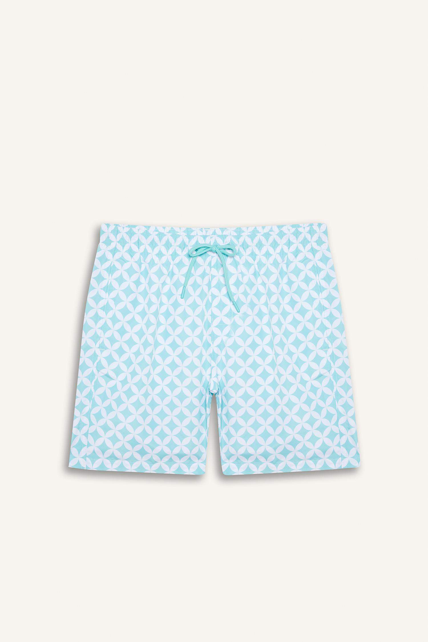 Short de bain court à motifs avec doublure en filet Coupe régulière