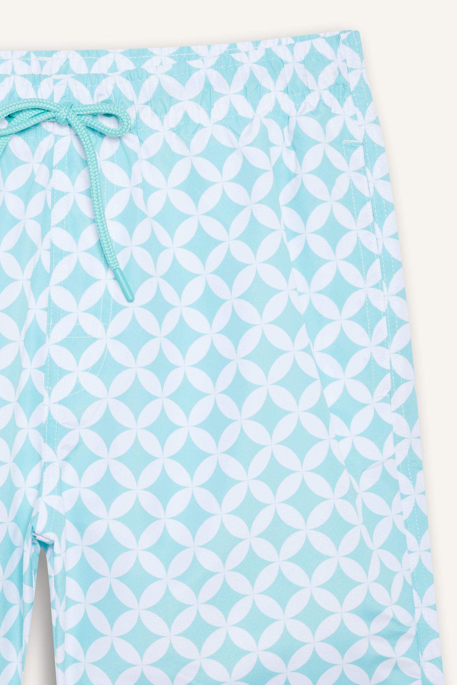 Short de bain court à motifs avec doublure en filet Coupe régulière