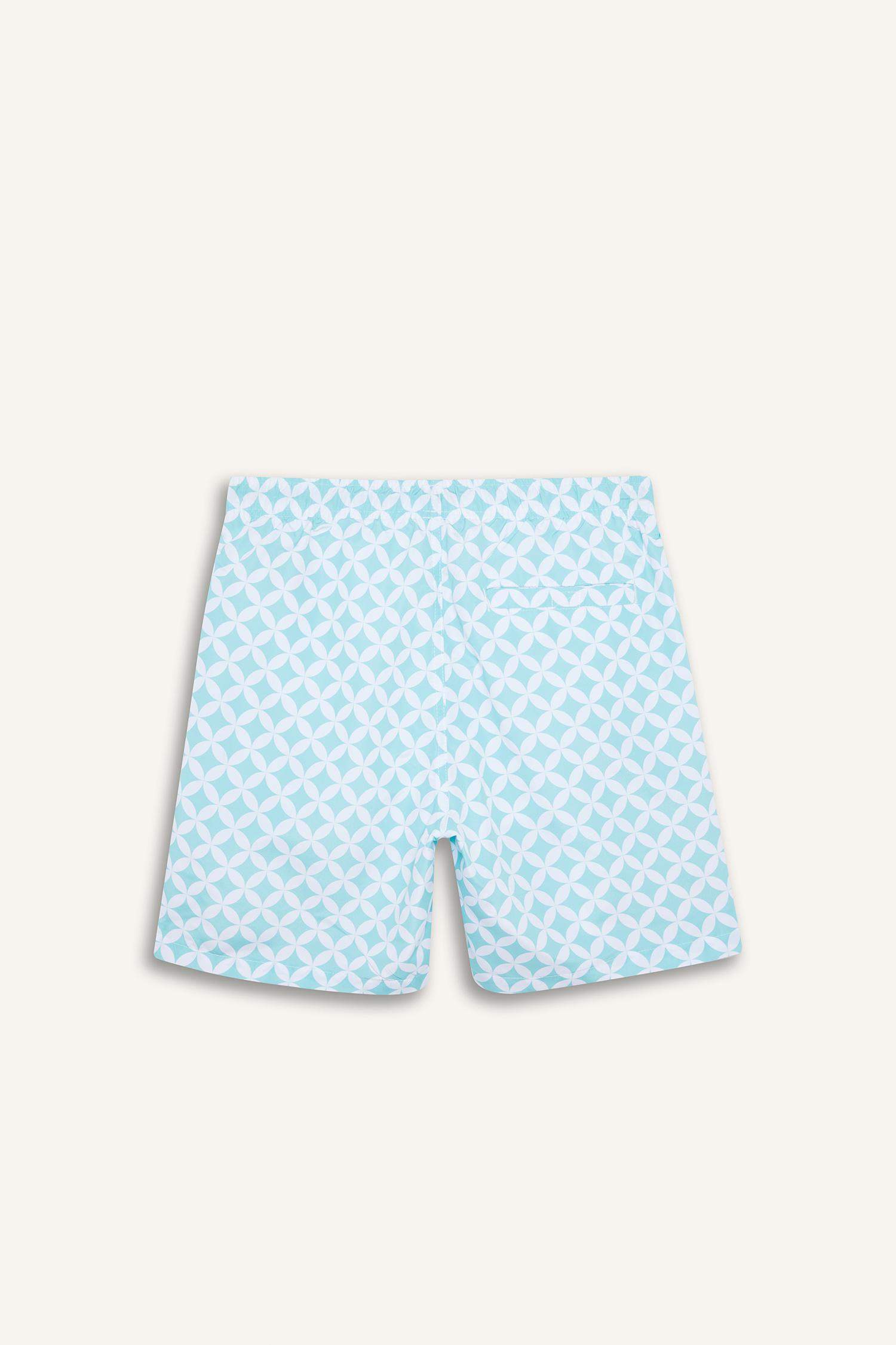 Short de bain court à motifs avec doublure en filet Coupe régulière
