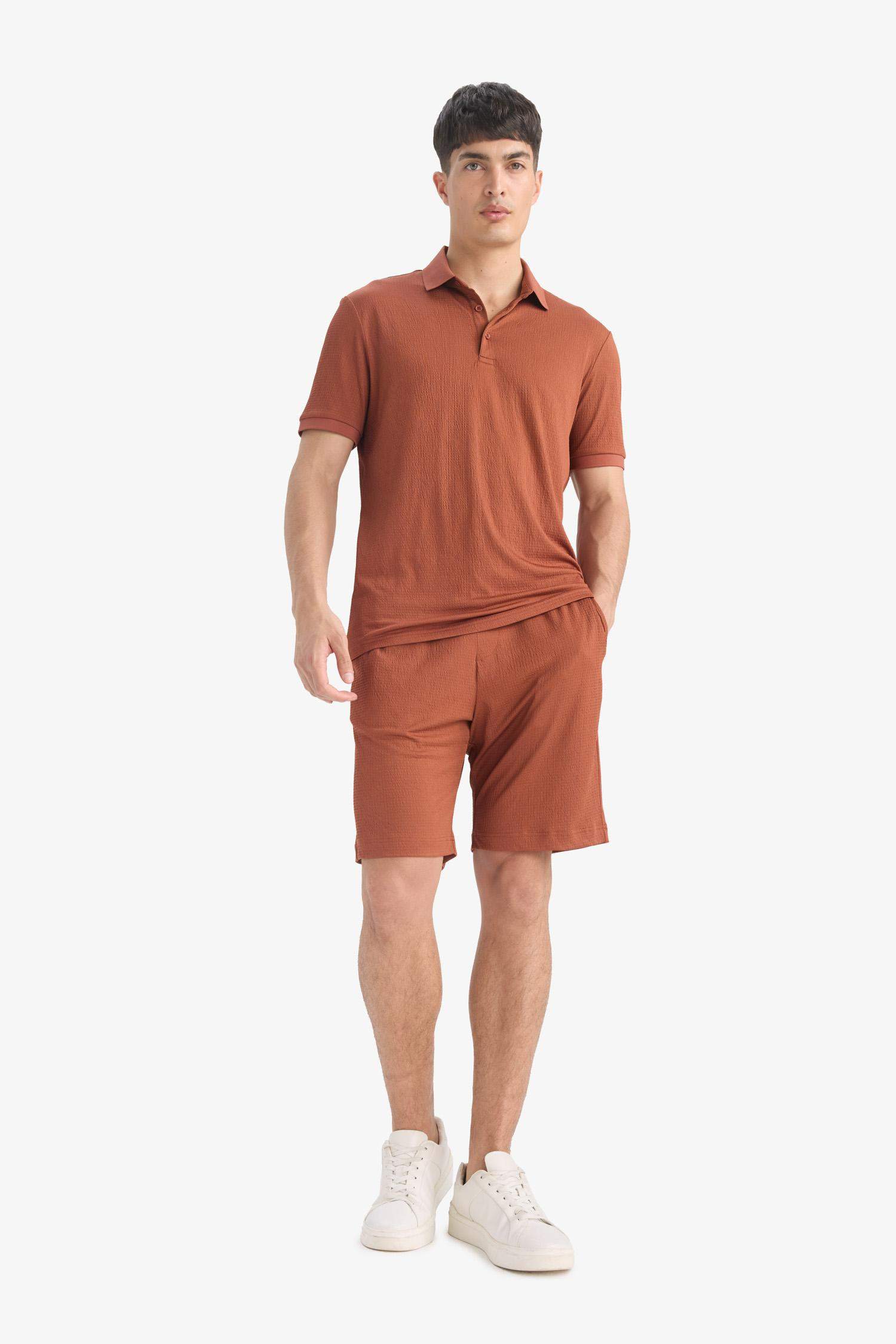 Regular Fit Crinkle Bermuda Shorts