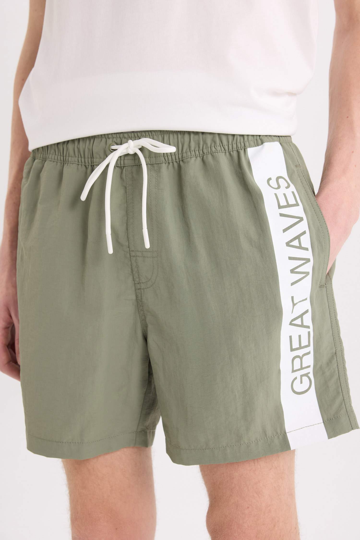 Printed Mesh Lined Above Knee Swim Shorts