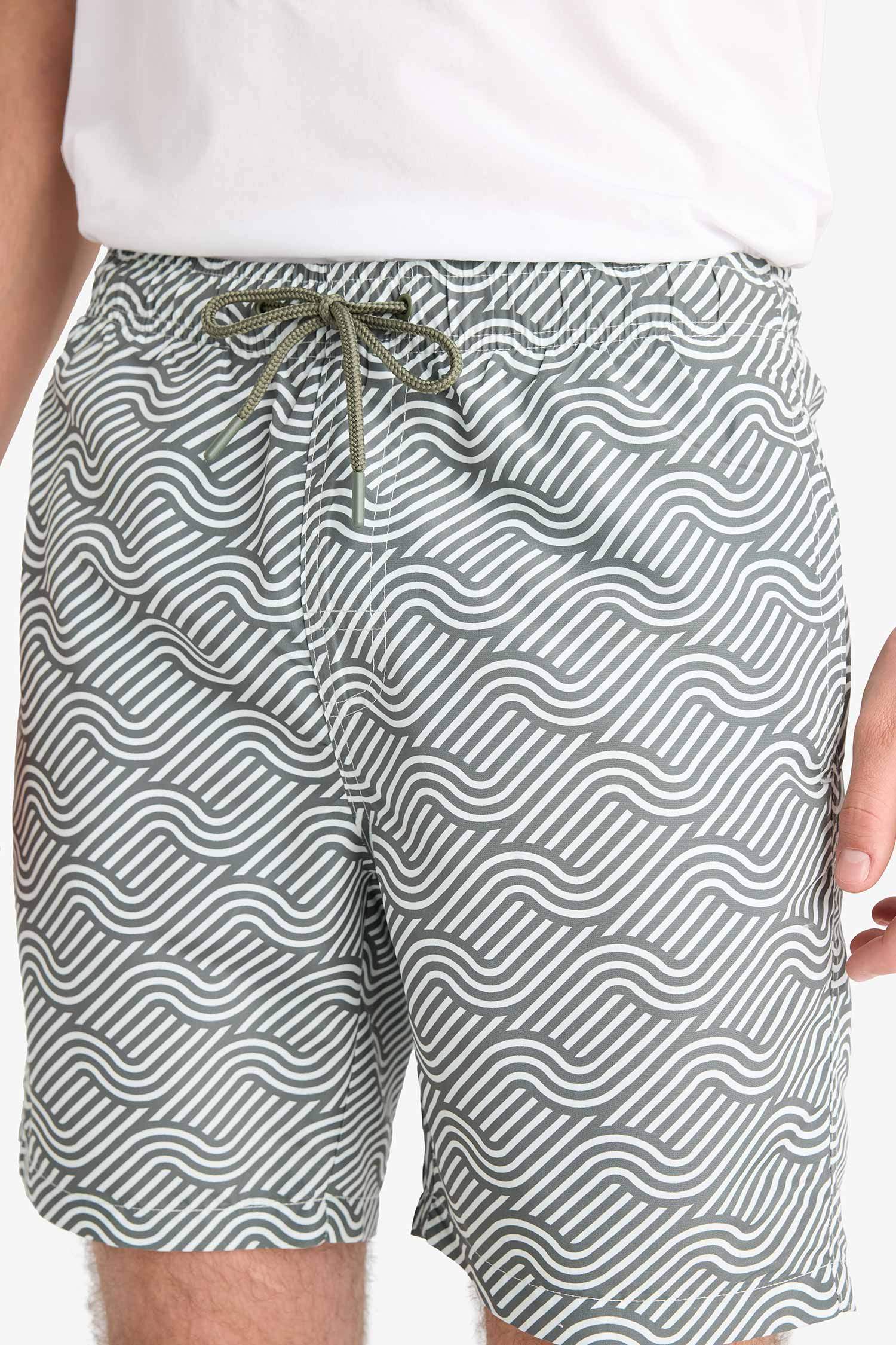 Короткие пляжные шорты с сетчатой подкладкой и рисунком, regular fit, до колена