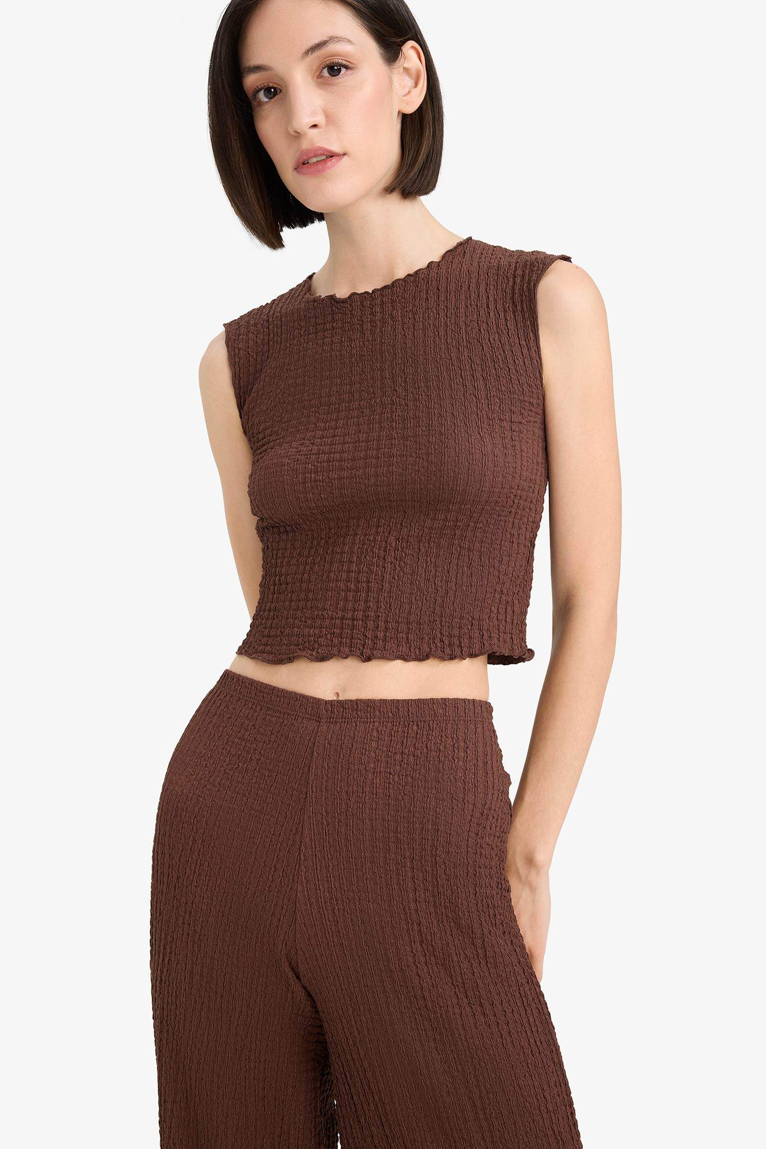 Slim Fit Dar Kesim Bisiklet Yaka Bürümcük Atlet