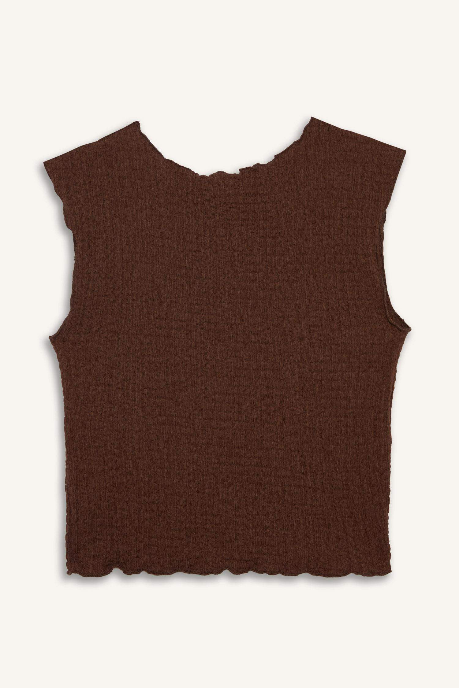 Slim Fit Dar Kesim Bisiklet Yaka Bürümcük Atlet