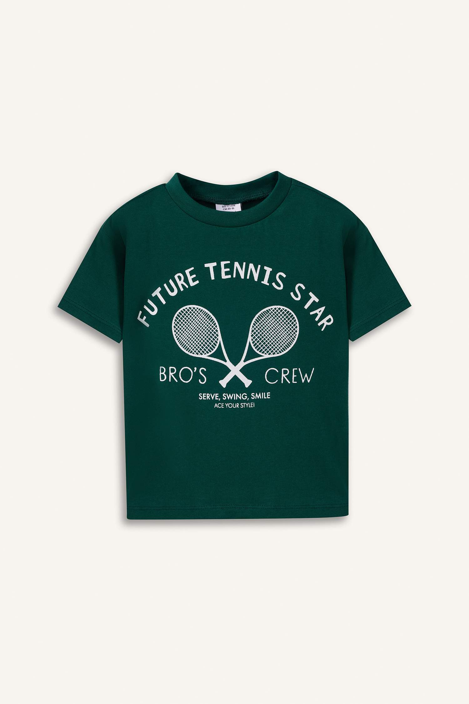 Baby Boy Crew Neck Sports Printed Short Sleeve T-Shirt