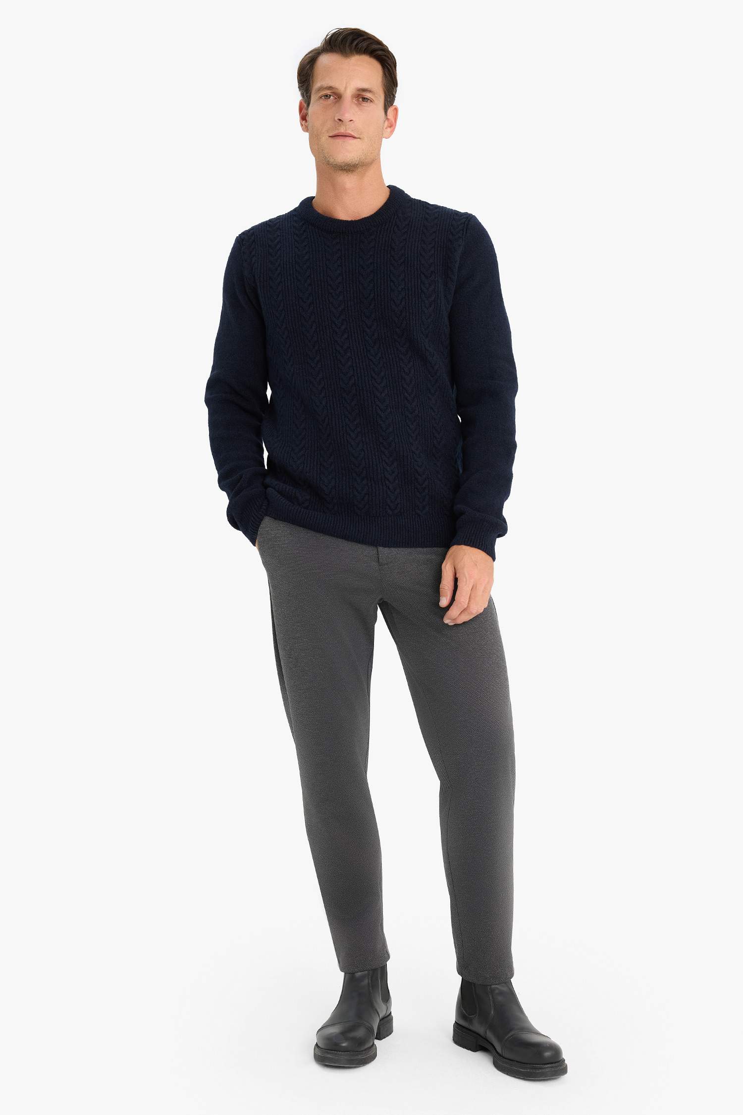 Standart Fit Bisiklet Yaka Triko Kazak