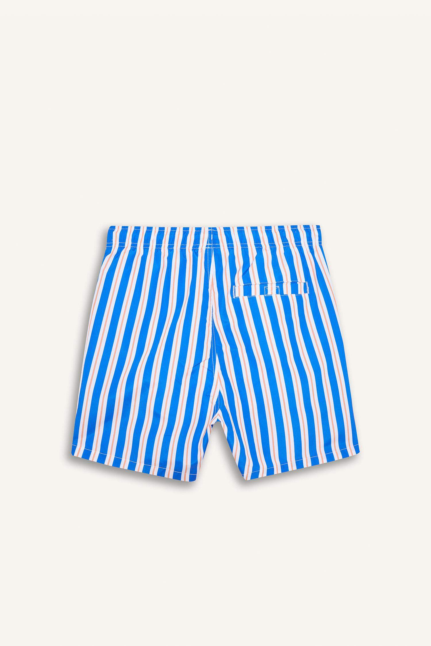 Short court rayé avec doublure en filet