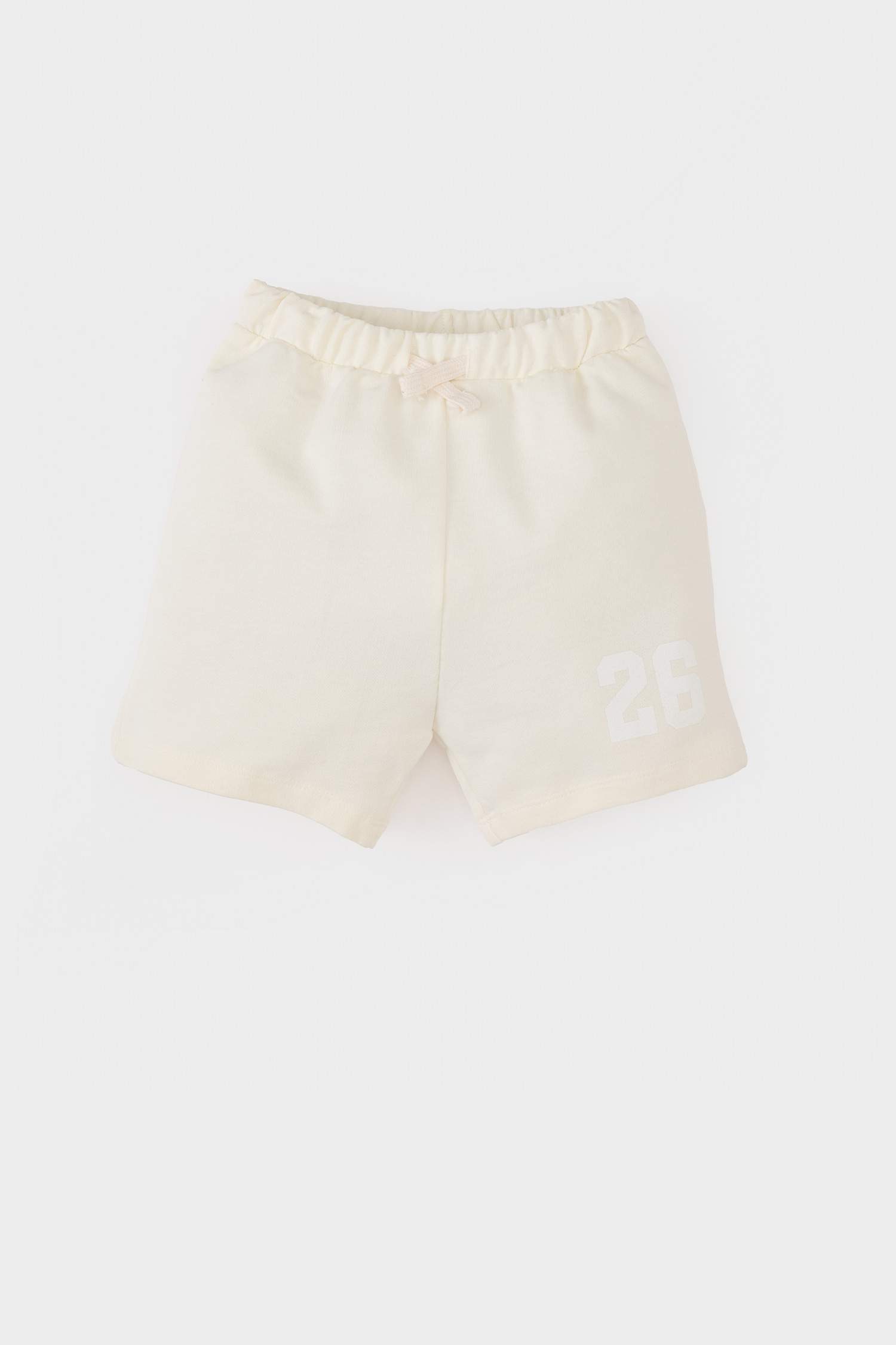 شورت بيبي ولادي بطبعة شعار قماش رقيق قصة عادية