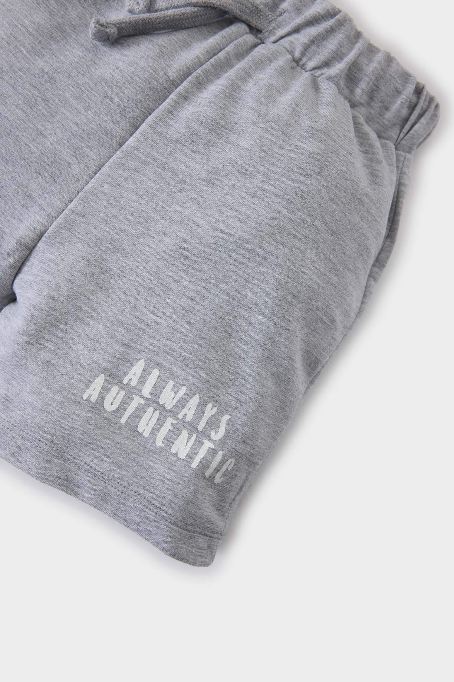 Baby Boy Regular Fit Slogan Printed Sweatshirt Fabric Shorts