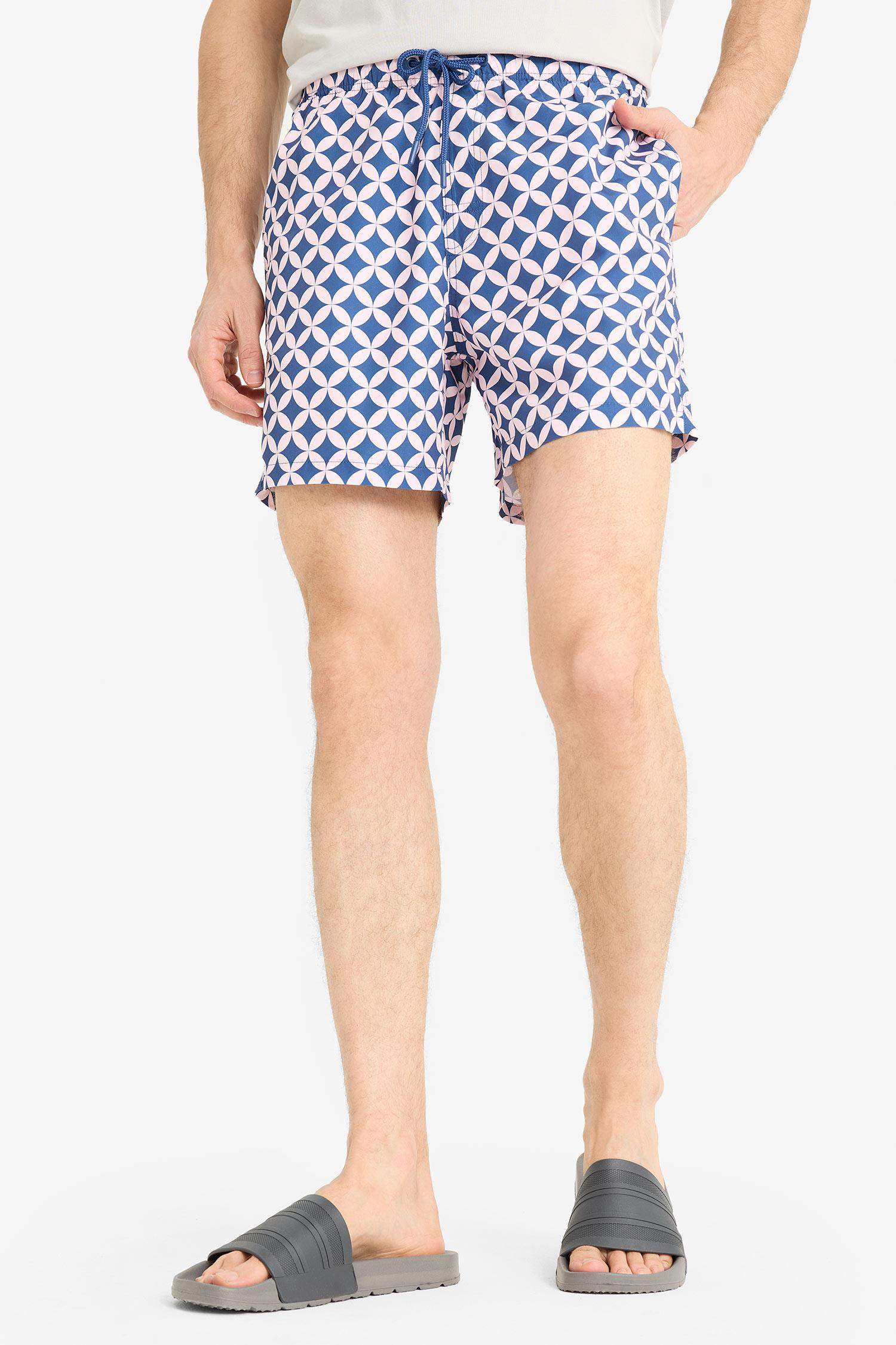 Patterned Mesh Lined Swim Shorts