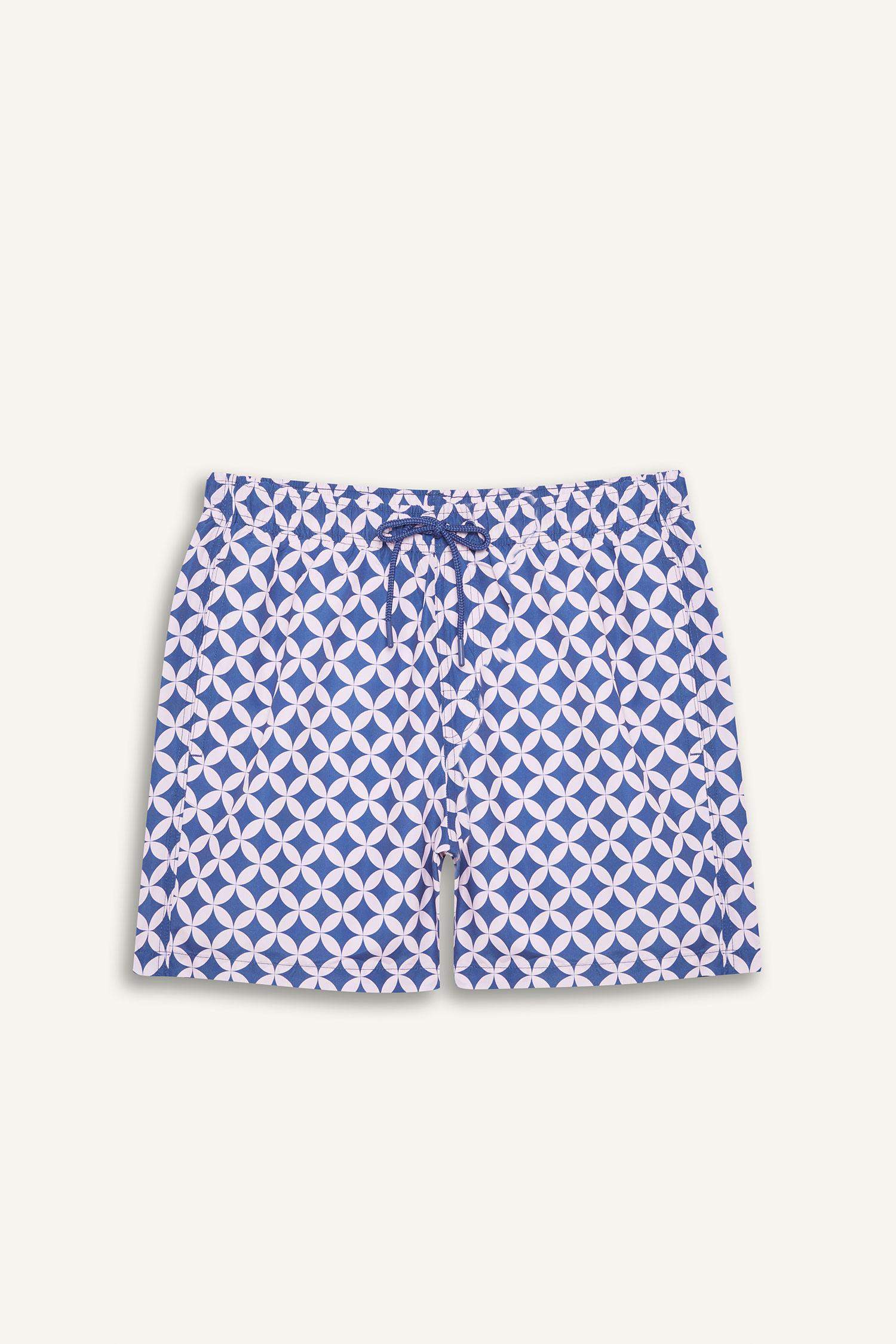 Patterned Mesh Lined Swim Shorts