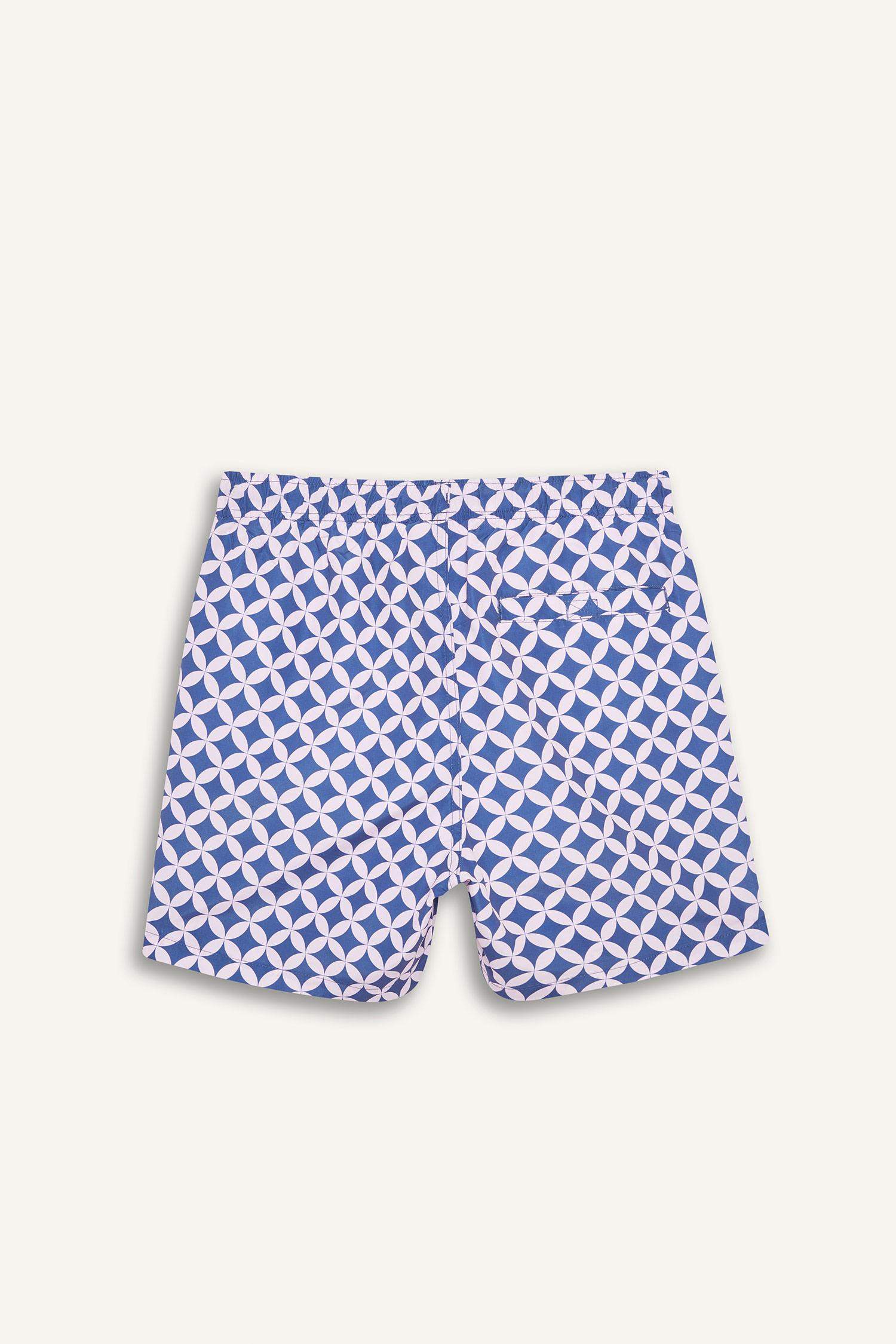 Patterned Mesh Lined Swim Shorts