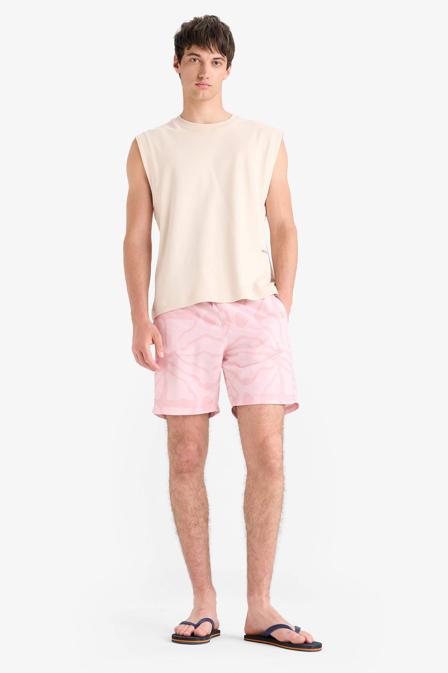 Short de bain court imprimé avec doublure en filet Coupe régulière