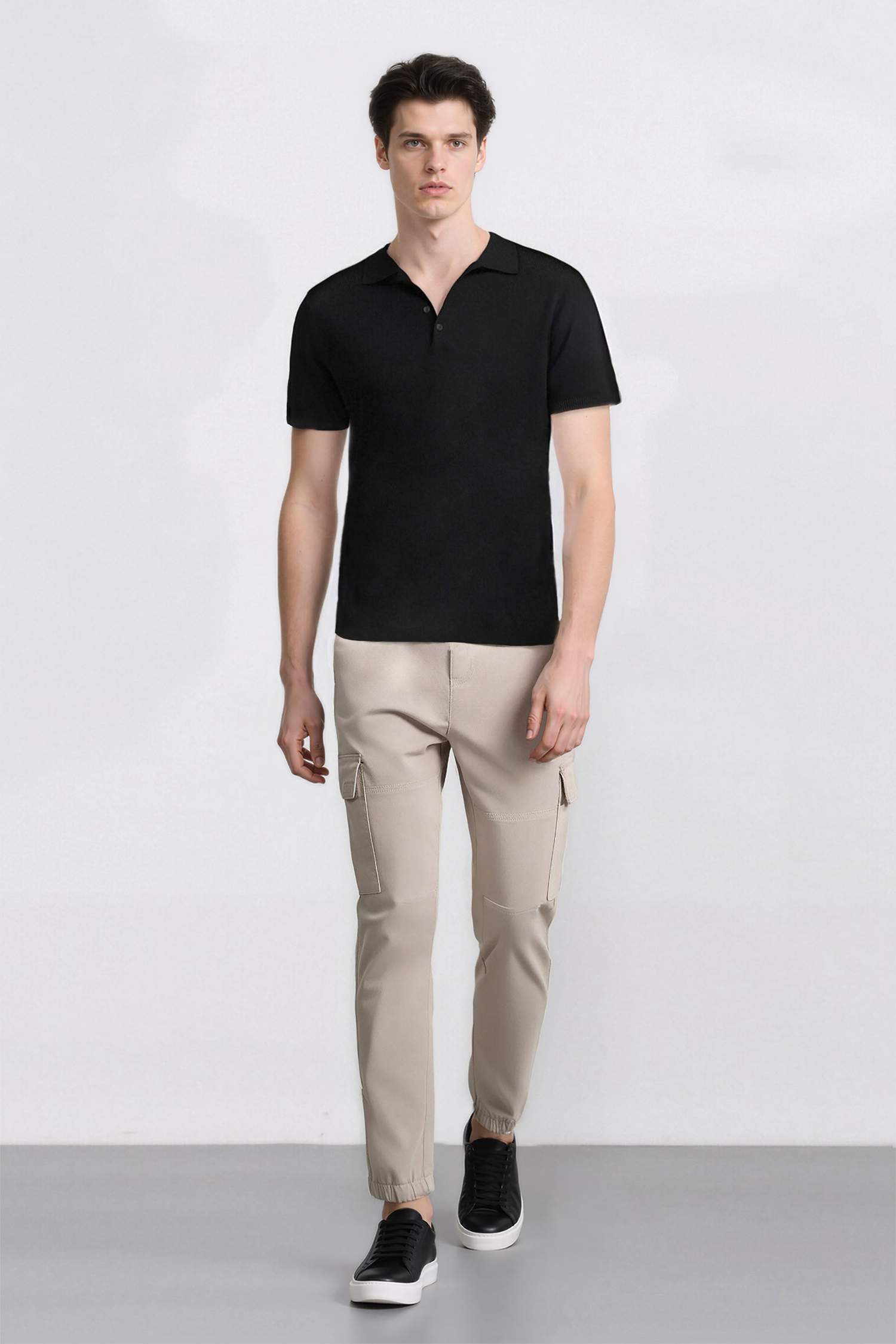 Jogger Gabardin Pantolon Beli Lastikli Kargo Cepli Lastikli Paça