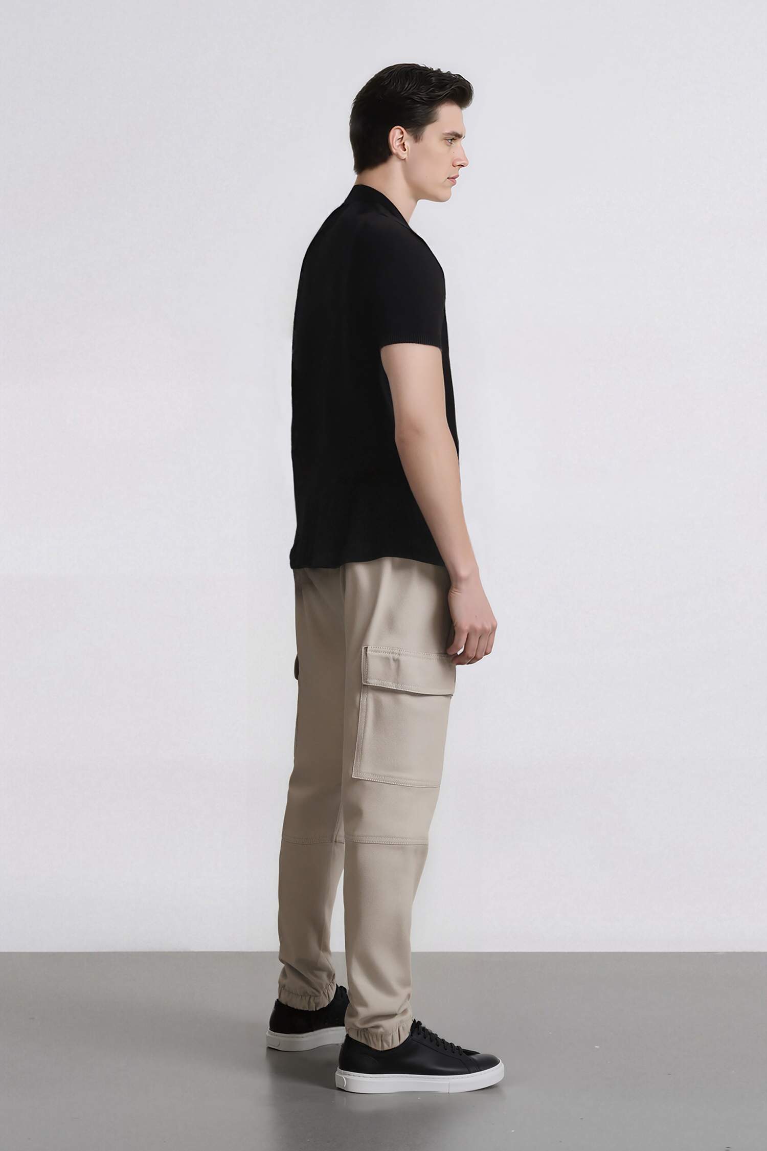 Jogger Gabardin Pantolon Beli Lastikli Kargo Cepli Lastikli Paça