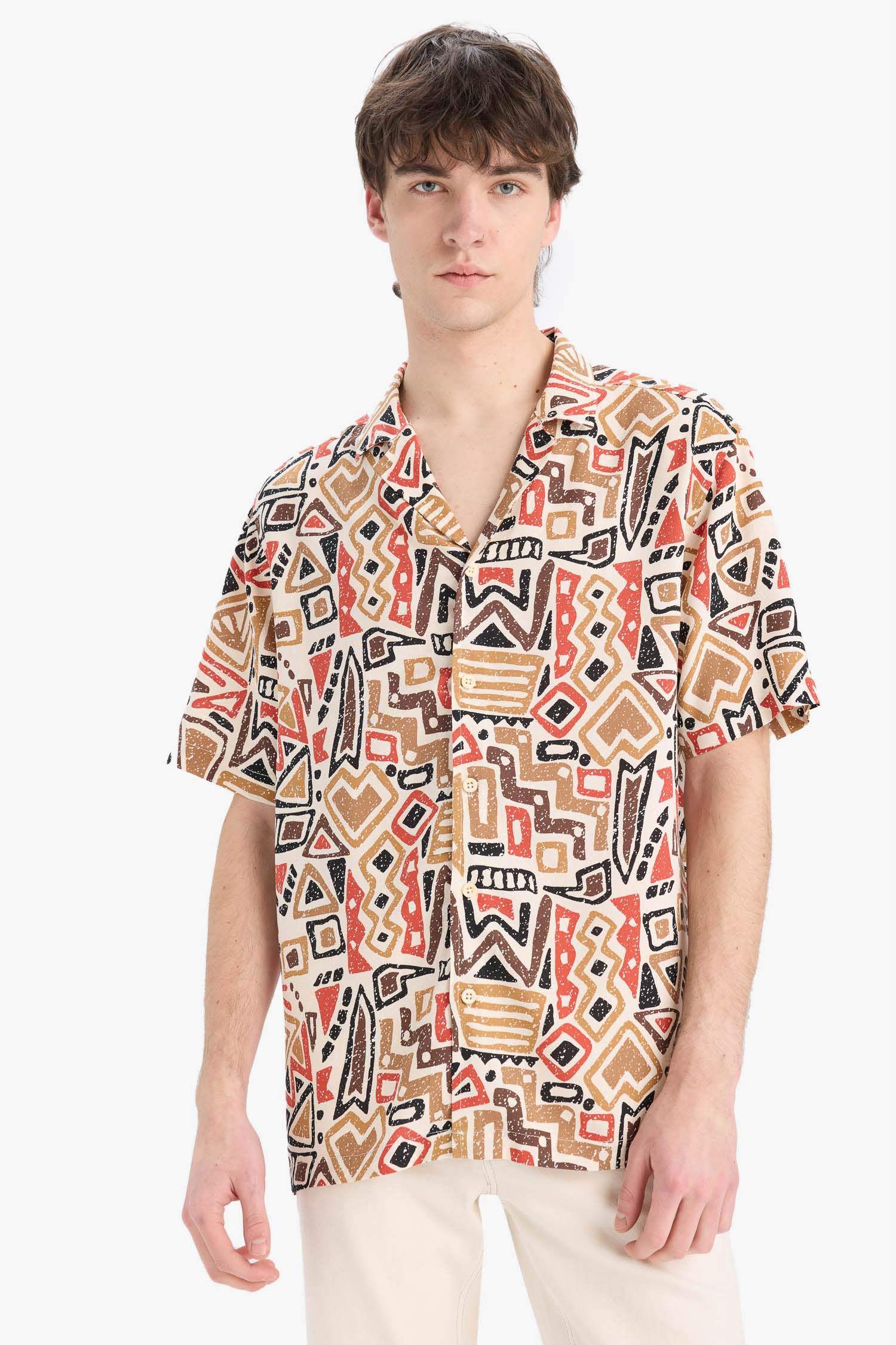 Chemise imprimée à manches courtes Coupe régulière