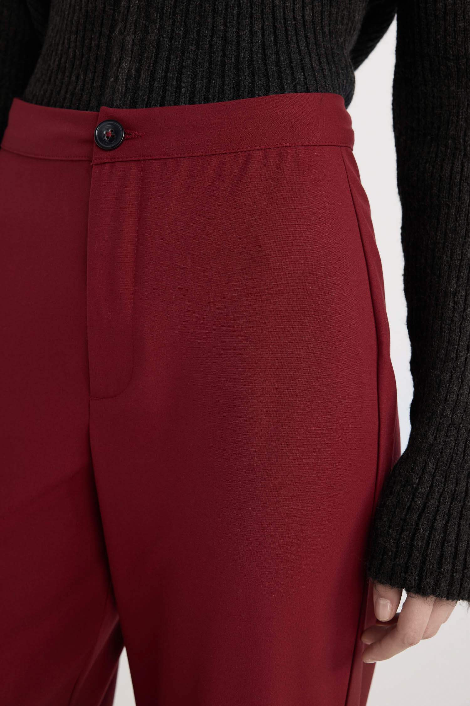 Wide Leg Kumaş Pantolon Geniş Bol Paça Yüksek Bel Basic Düz Standart Boy