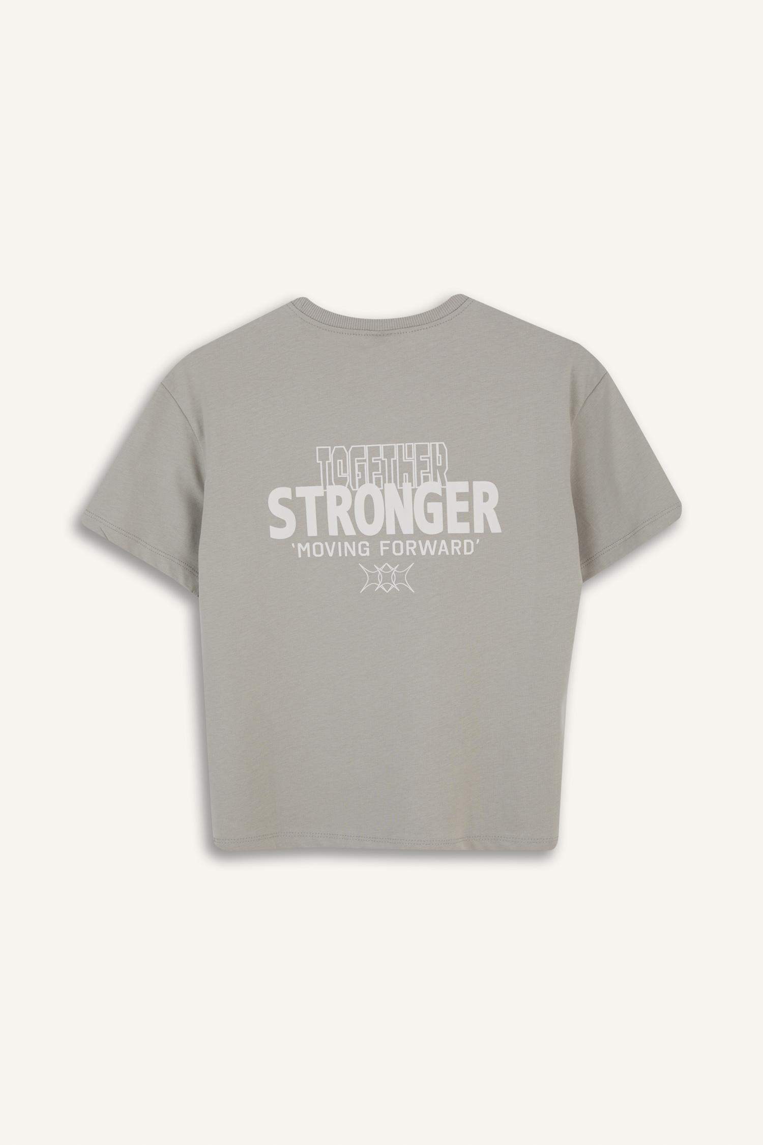 Kız Çocuk Oversize Geniş Kalıp Bisiklet Yaka Baskılı Kısa Kollu Tişört