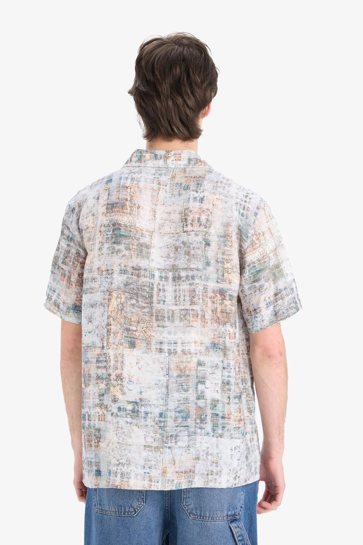 Regular Fit Apache Neck Short Sleeve Shirt