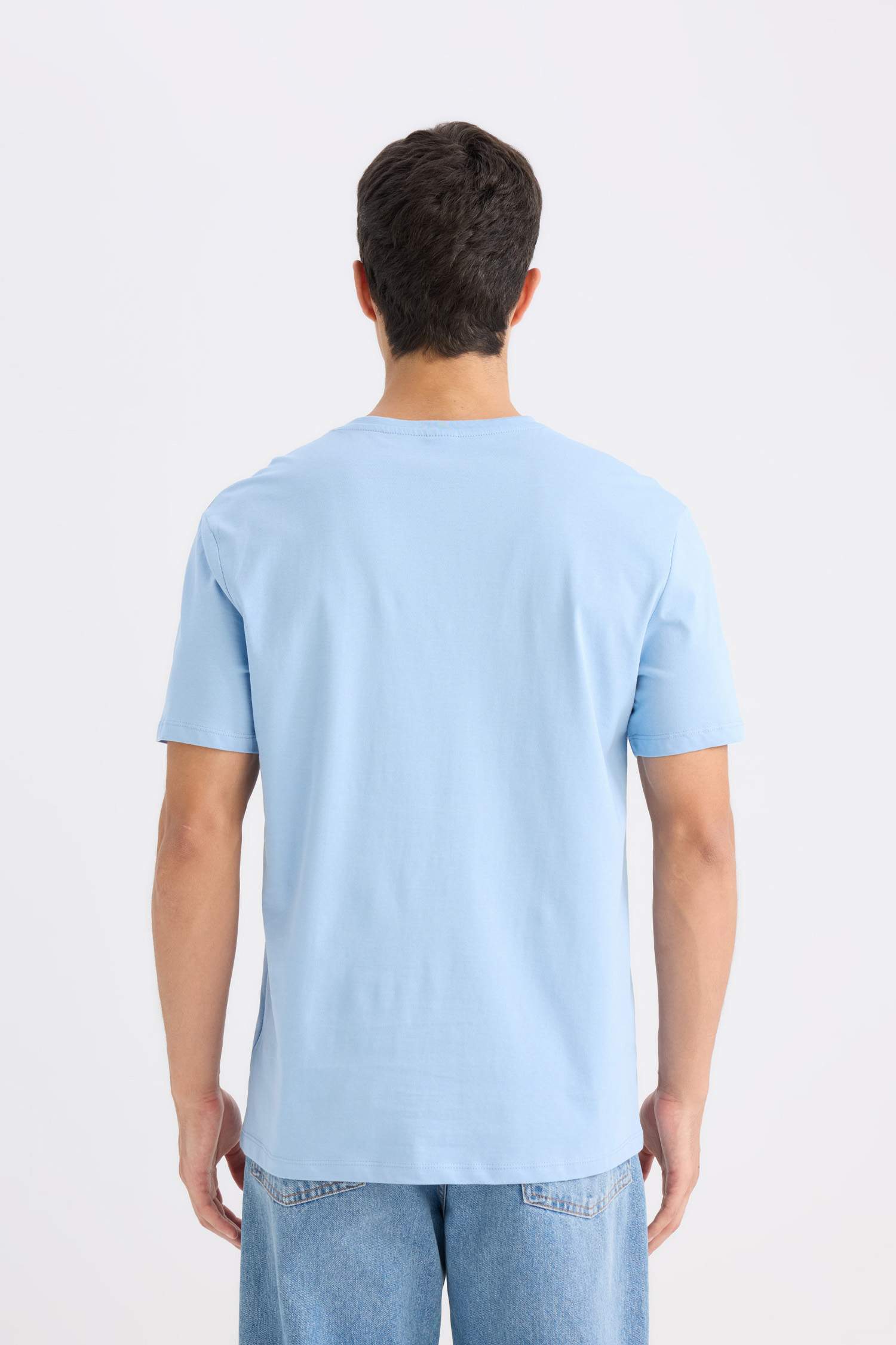 New Regular Fit Bisiklet Yaka Basic Düz Kısa Kollu Tişört