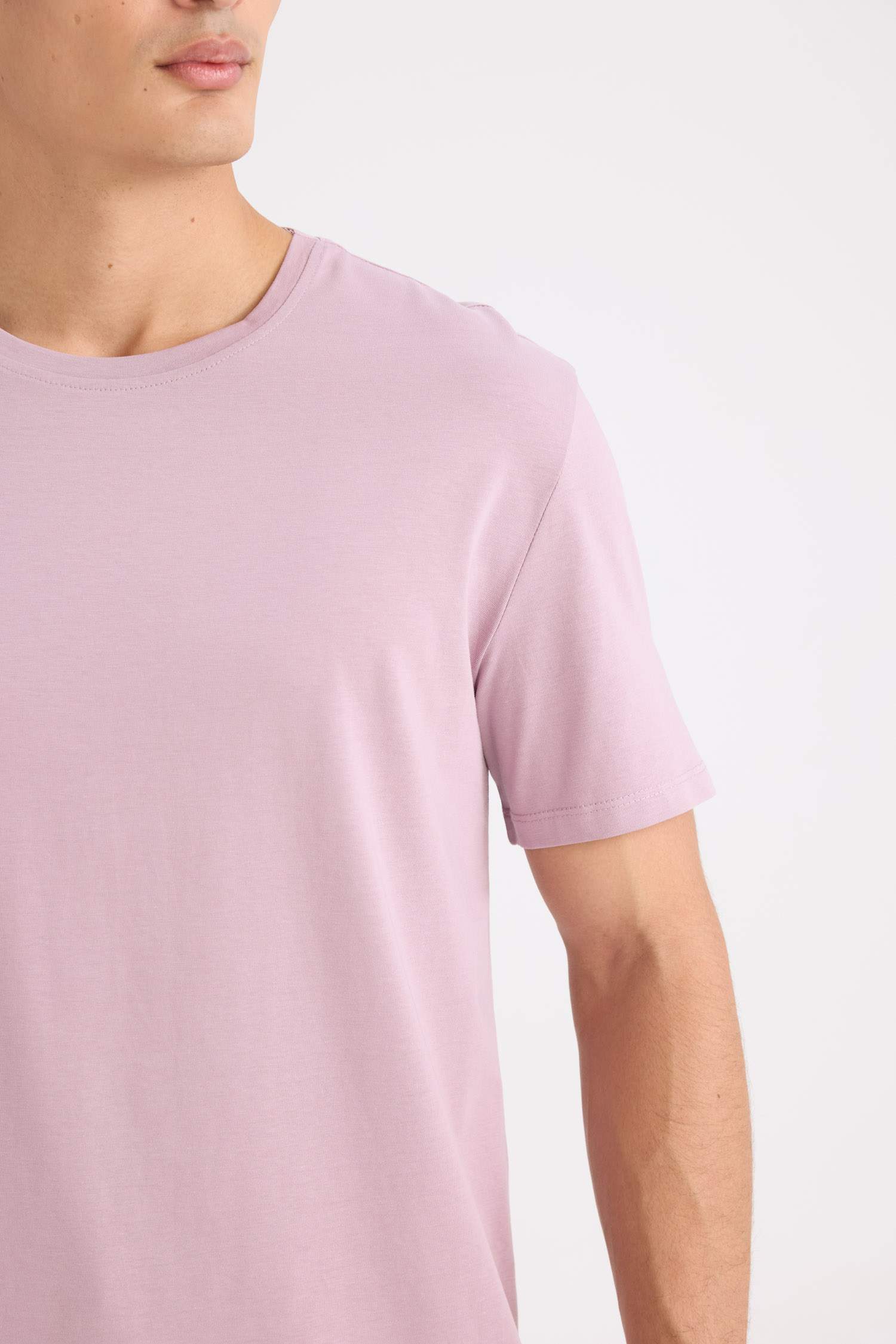 New Regular Fit Bisiklet Yaka Basic Düz Kısa Kollu Tişört