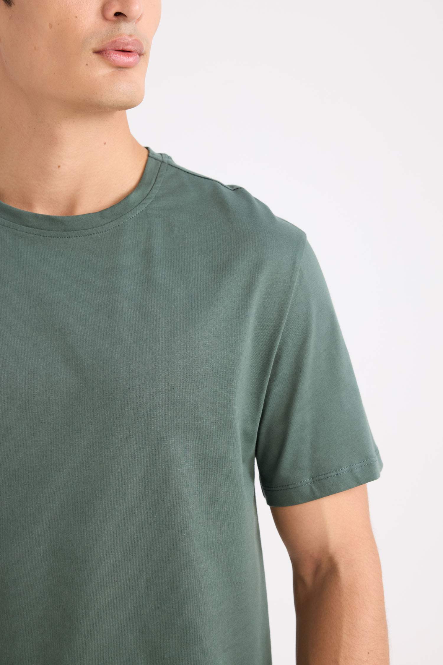 New Regular Fit Bisiklet Yaka Basic Düz Kısa Kollu Tişört