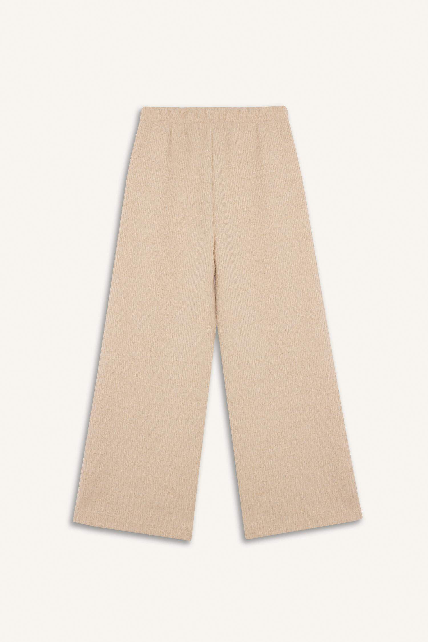 بنطرون بناتي منسوج وايد ليج برجل واسع