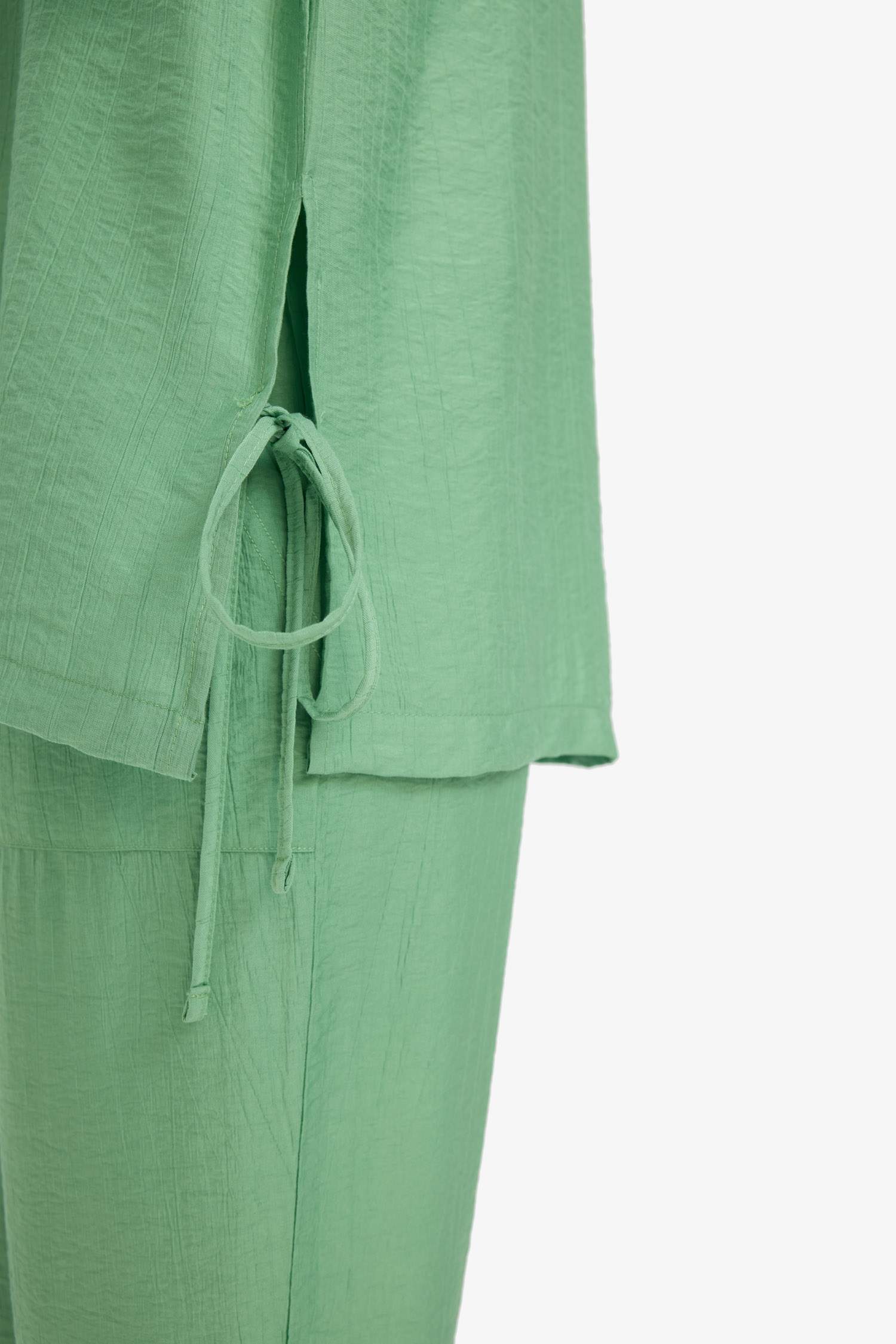 Relax Fit Crinkle Fabric Long Sleeve Tunic