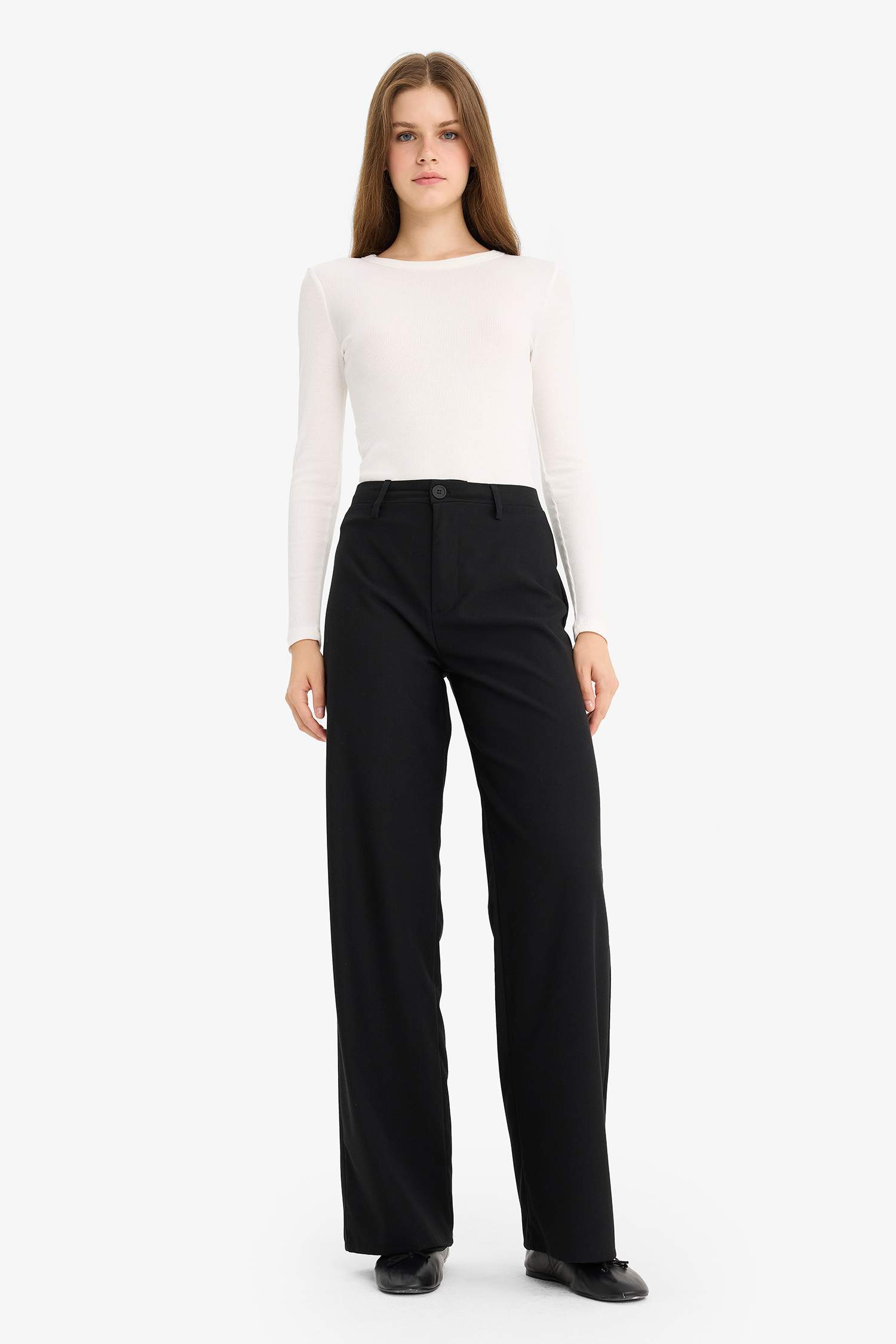Wide Leg Normal Waist Standard Length Trousers