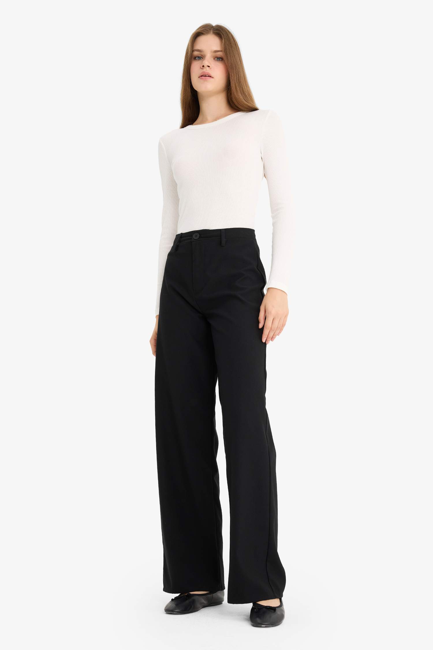 Wide Leg Normal Waist Standard Length Trousers