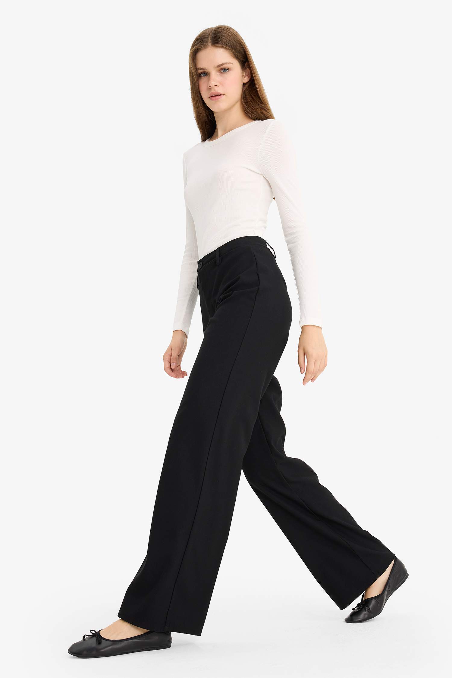 Wide Leg Normal Waist Standard Length Trousers