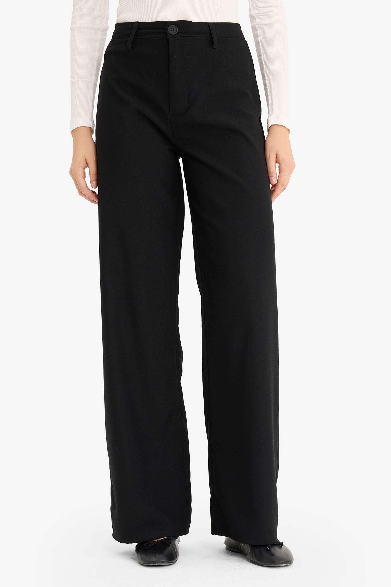 Wide Leg Normal Waist Standard Length Trousers