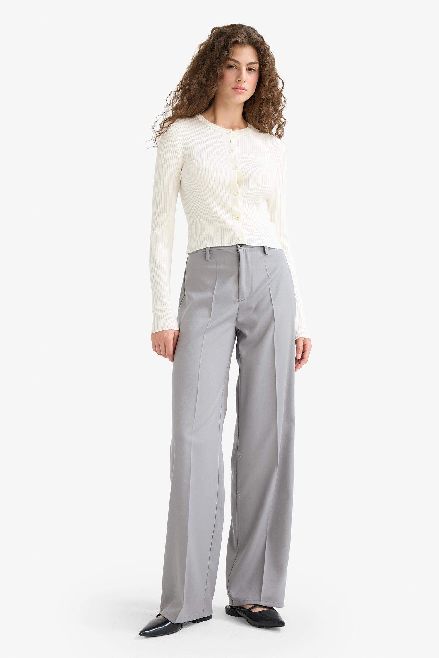 Straight Fit Regular Waist Standard Length Trousers