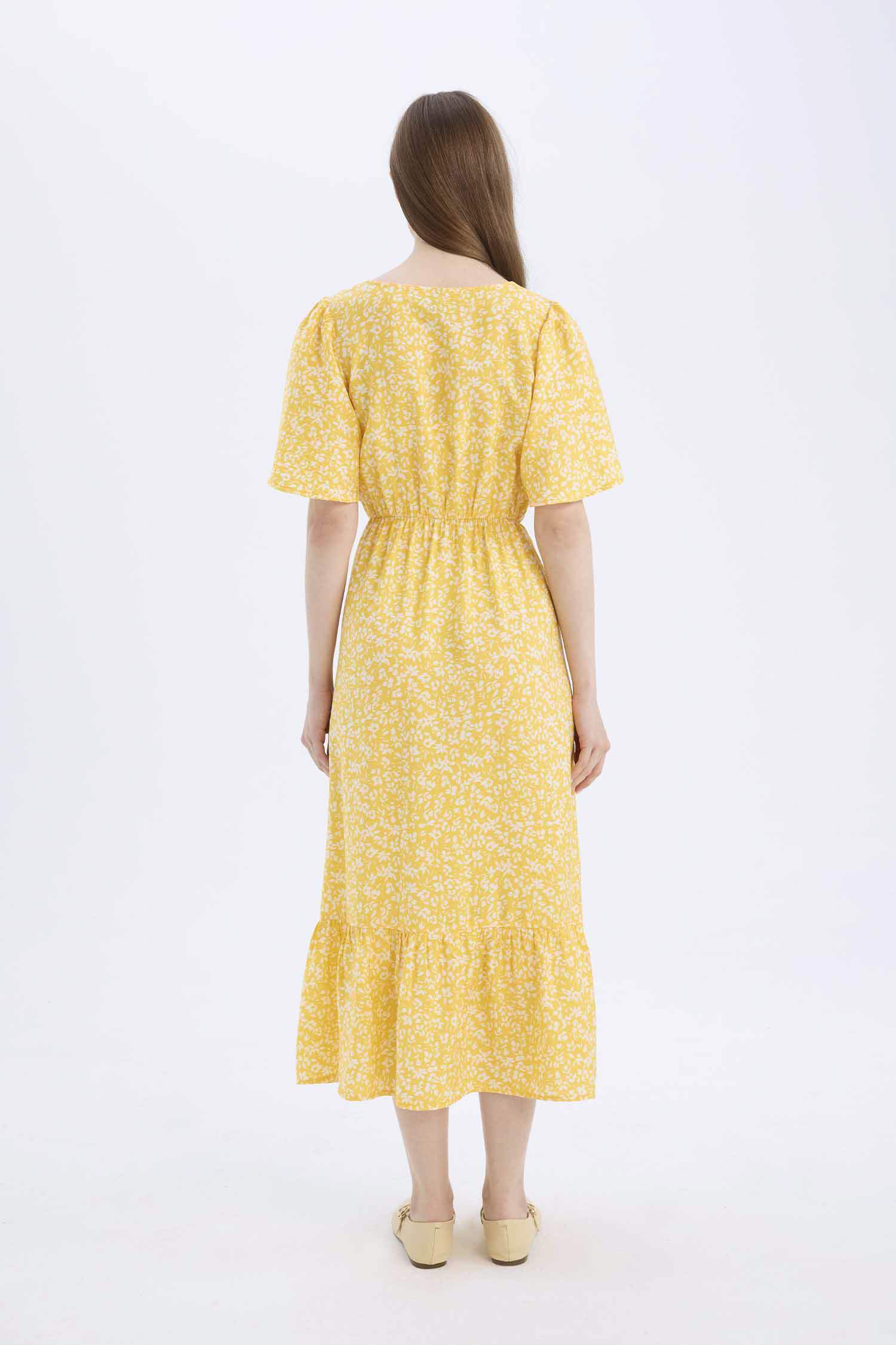 A Cut V-Neck Butterfly Sleeves Dress