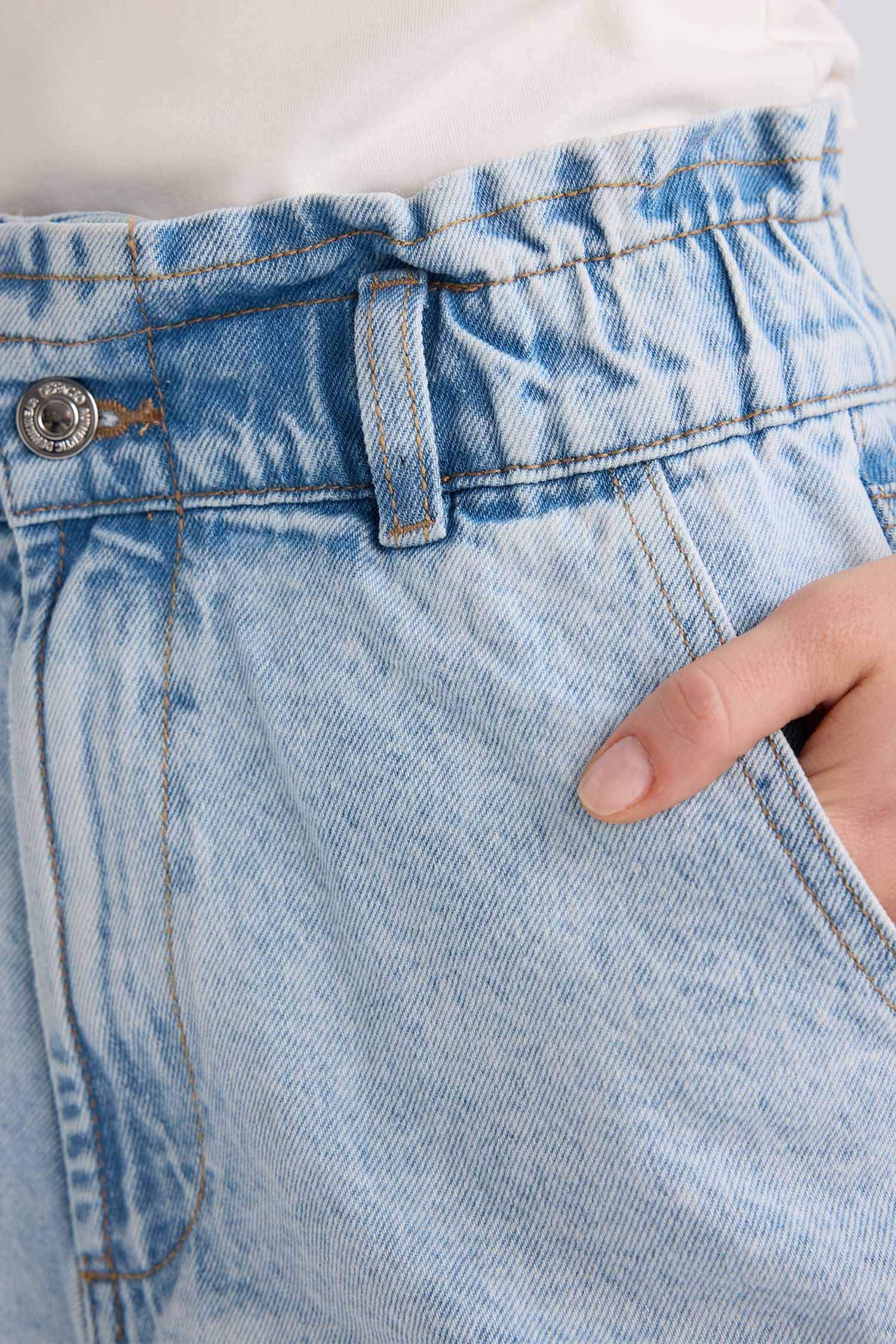 Джинсовые шорты paperbag с высокой посадкой и отворотами